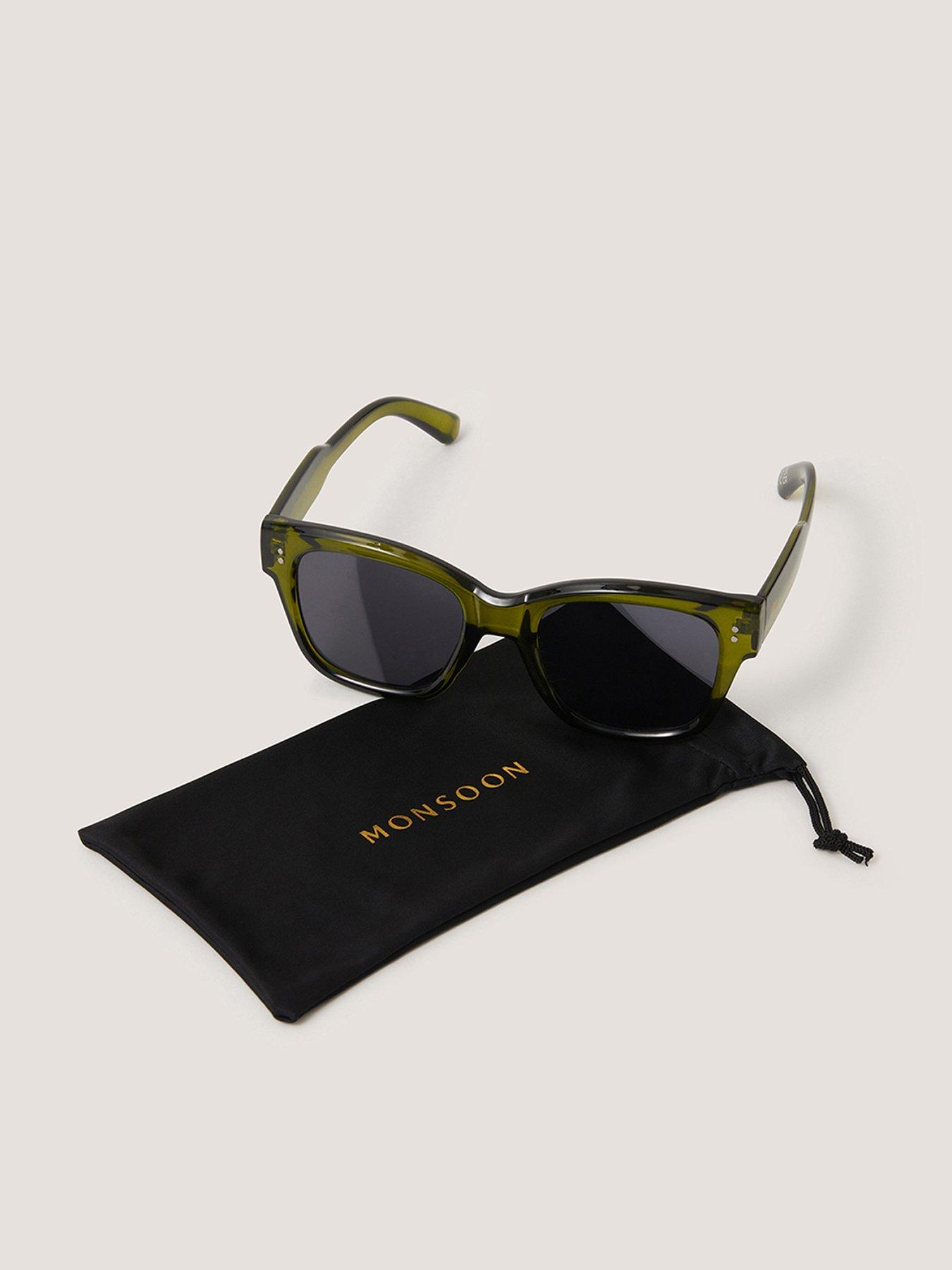 front image of monsoon-chunky-cateye-green