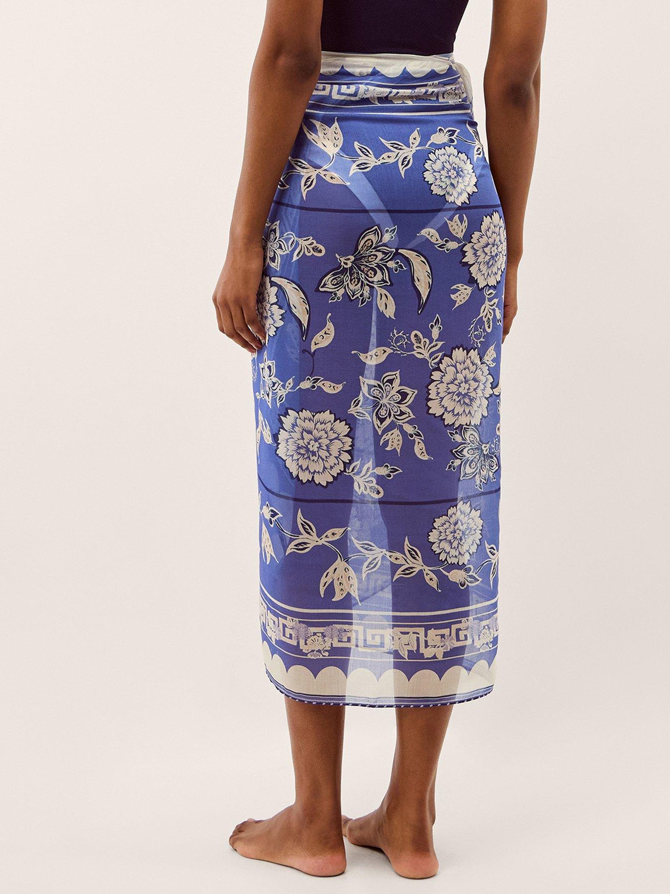 Image 2 of 4 of Monsoon Gloria Floral Print Sarong - Blue
