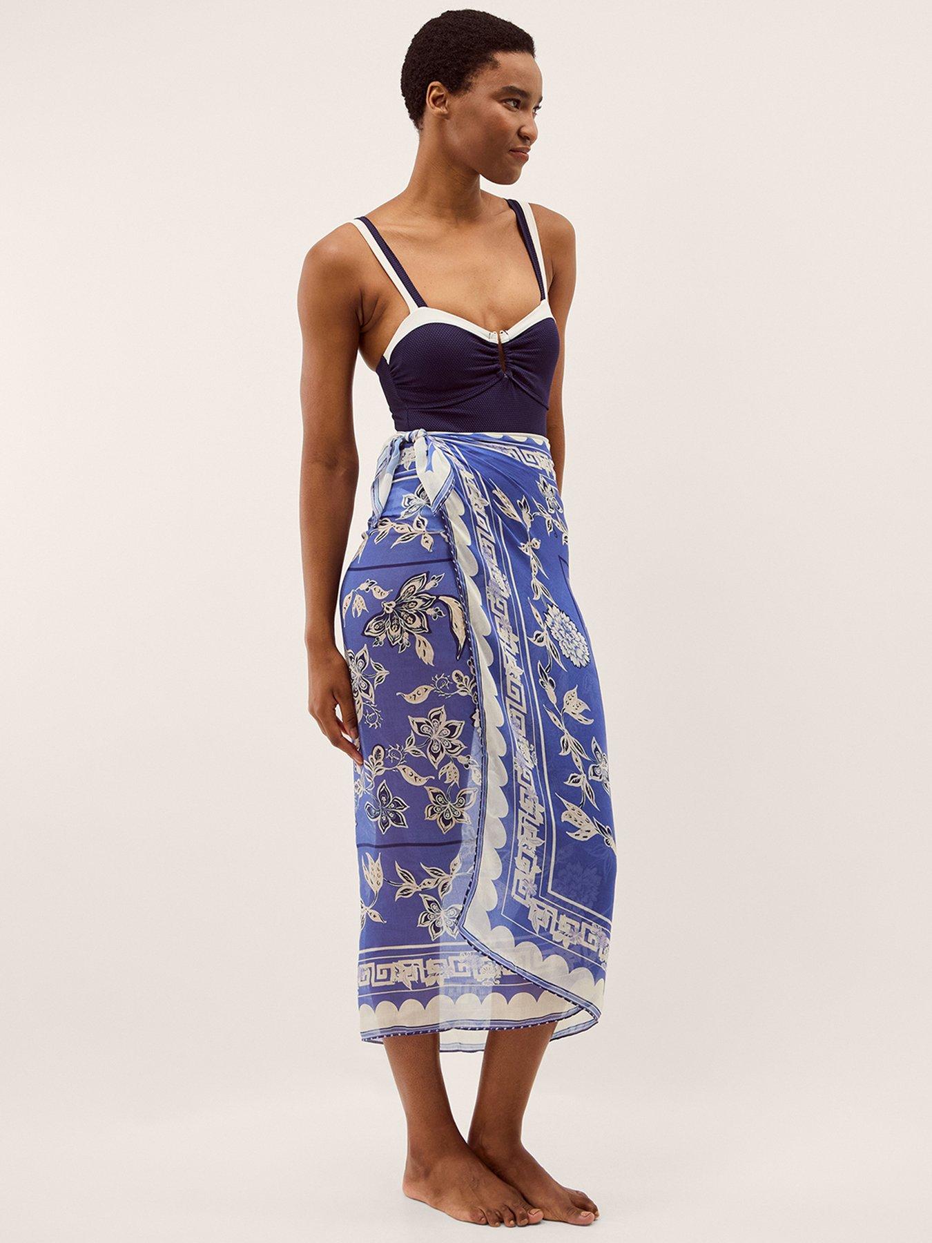 Image 3 of 4 of Monsoon Gloria Floral Print Sarong - Blue