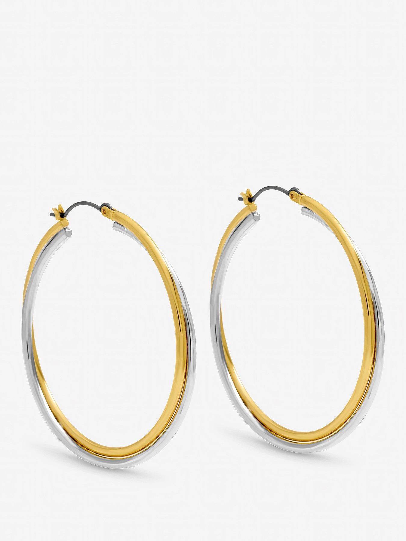 Image 1 of 3 of Inicio Two Tone Large Hoop Earrings - Gift Pouch