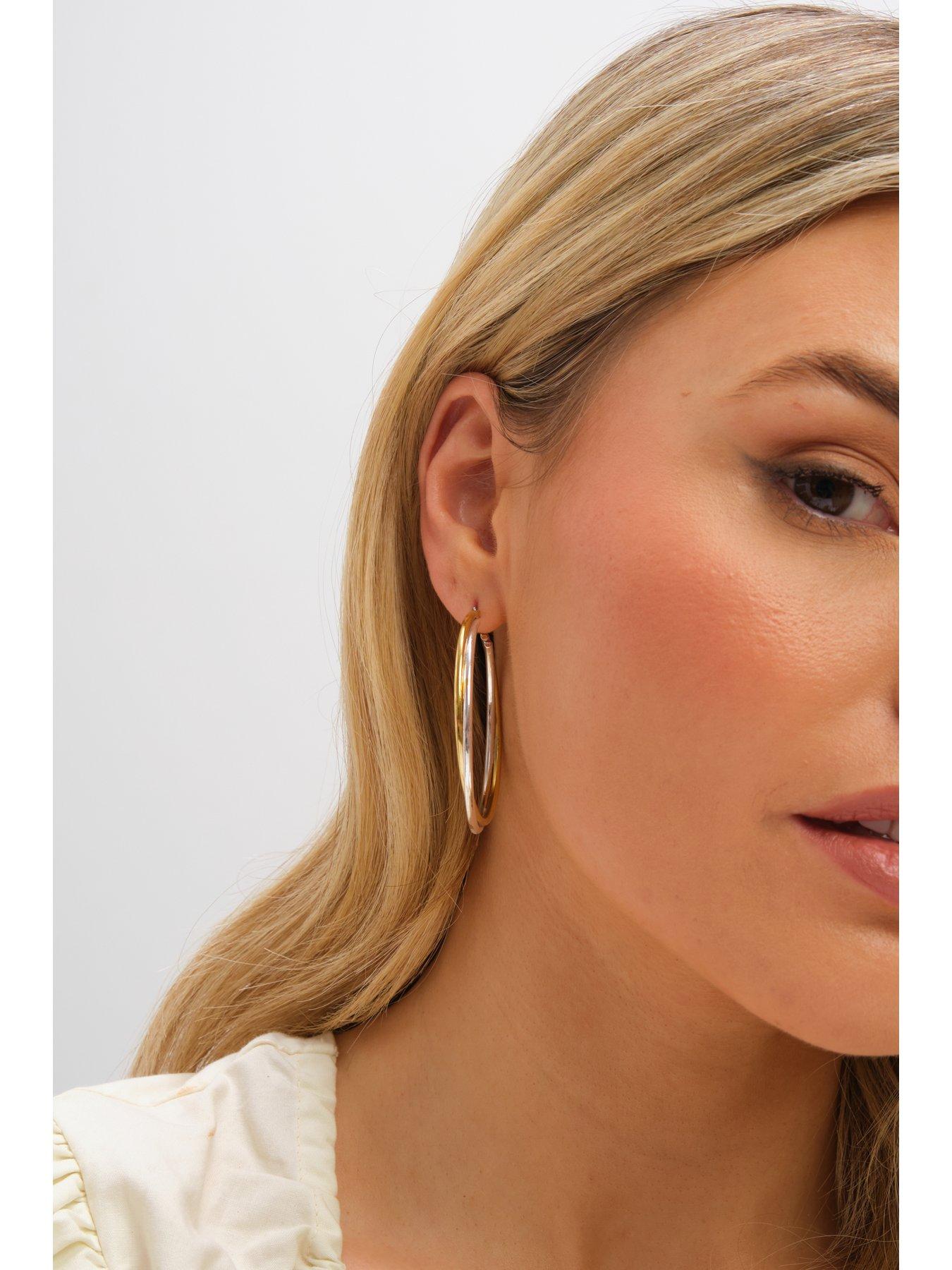 Image 2 of 3 of Inicio Two Tone Large Hoop Earrings - Gift Pouch