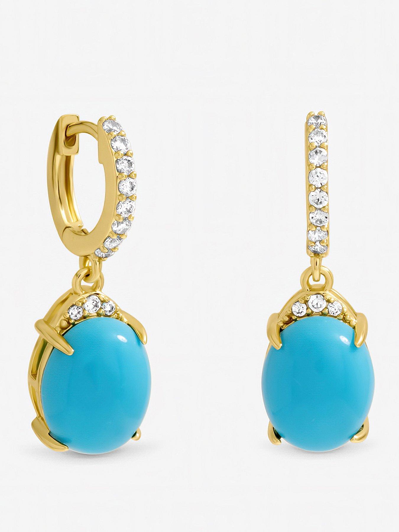 Image 1 of 3 of Jon Richard Gold Plated and Turquoise Stone Earrings