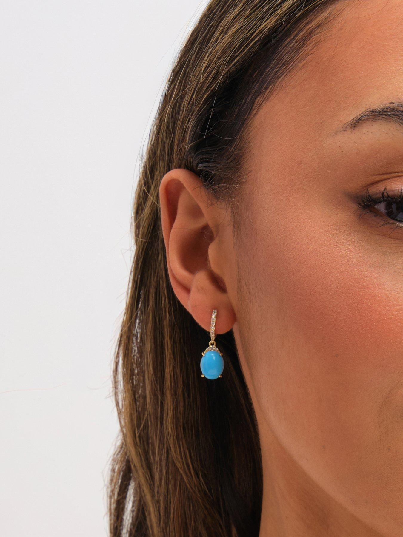 Image 2 of 3 of Jon Richard Gold Plated and Turquoise Stone Earrings