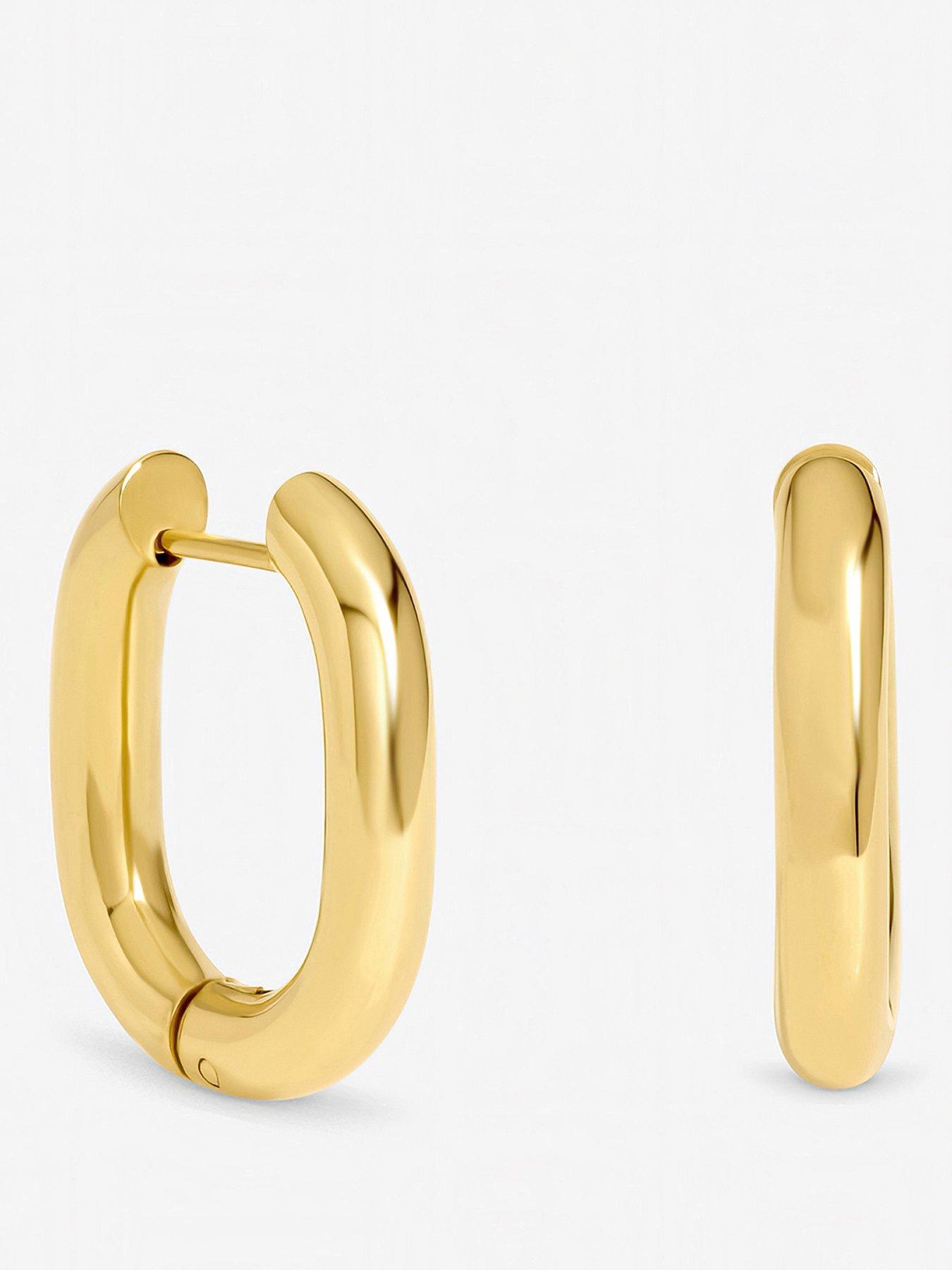 Image 1 of 1 of Jon Richard Gold Plated Waterproof Retangle Hoop Earrings