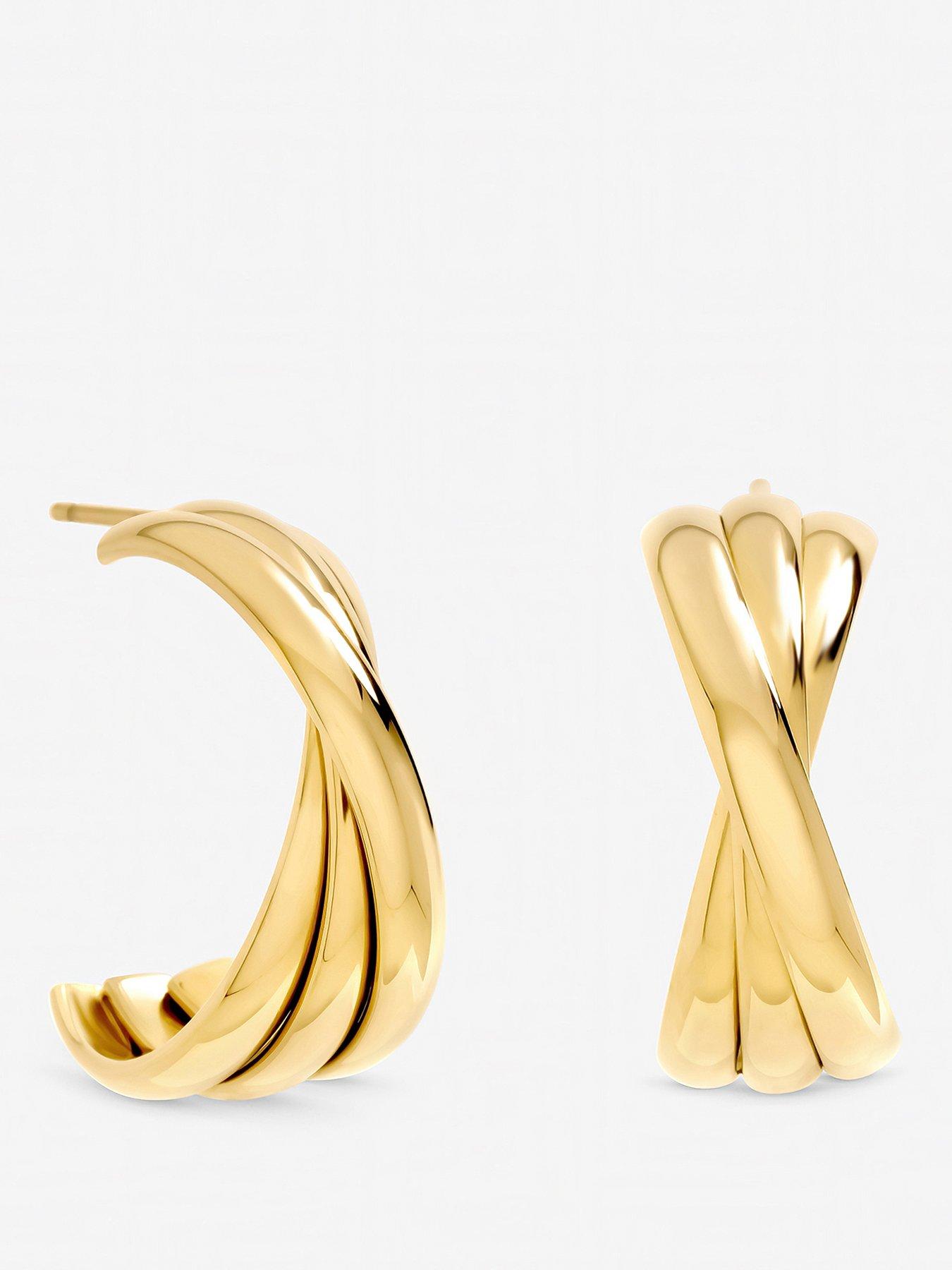 Image 1 of 3 of Jon Richard Gold Plated Waterproof Interlock Hoop Earrings