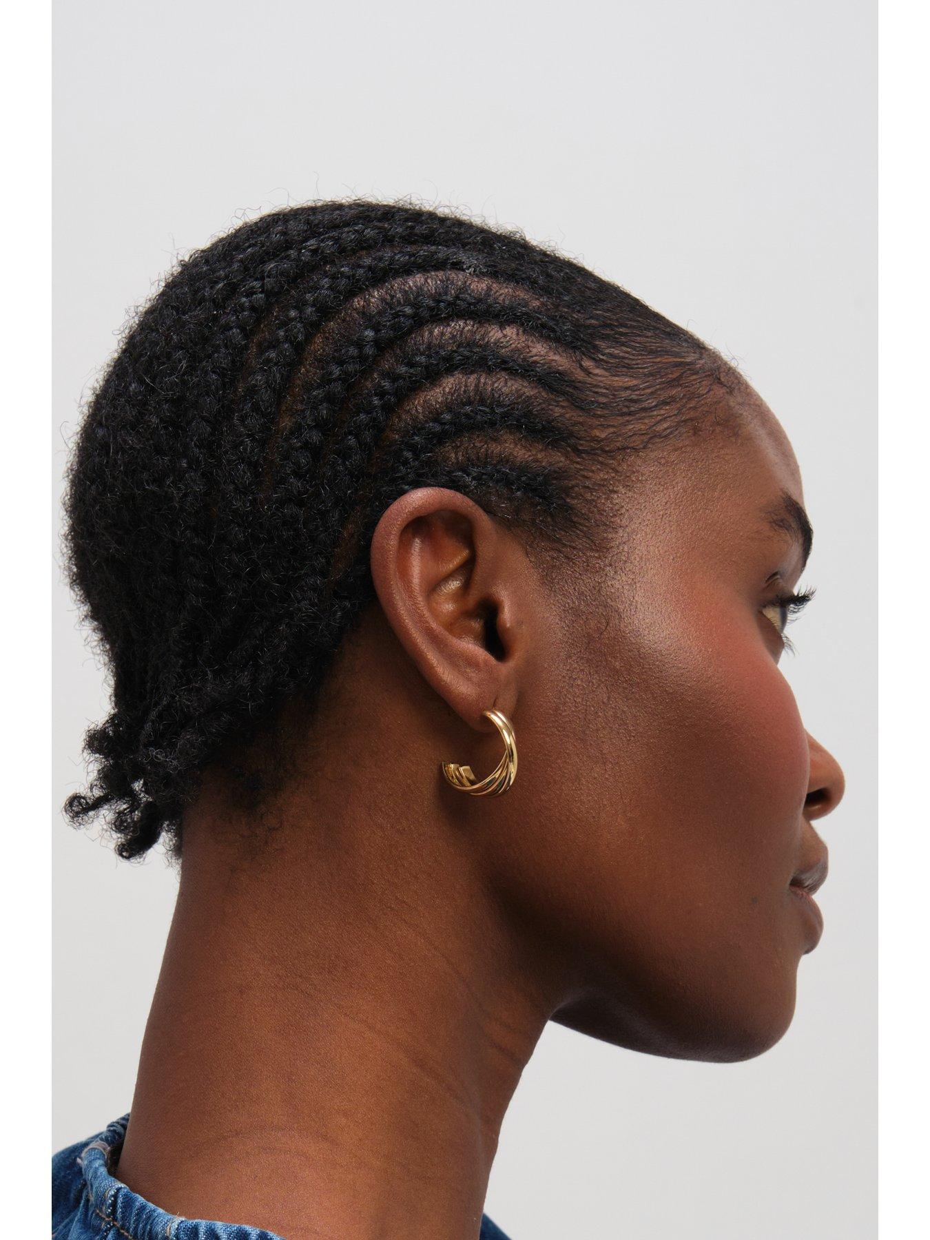 Image 3 of 3 of Jon Richard Gold Plated Waterproof Interlock Hoop Earrings