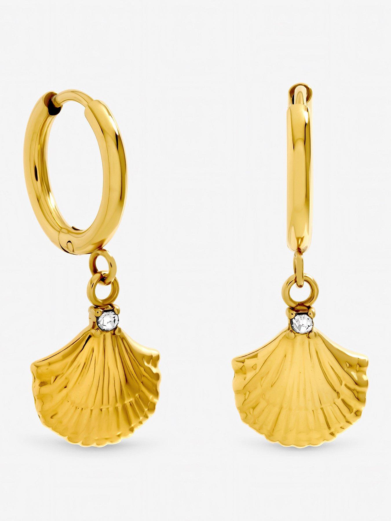Jon Richard Gold Plated Waterproof Shell Hoop Earrings
