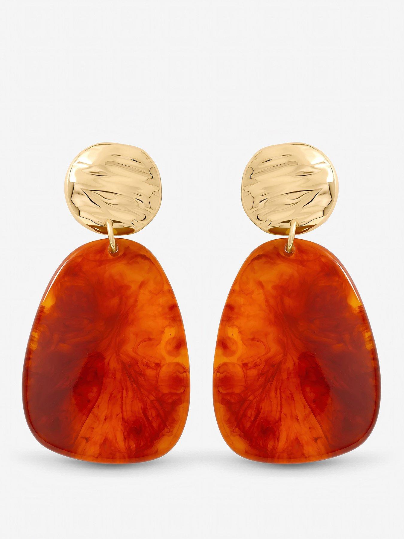 Mood Gold Plated and Resin Statement Drop Earrings