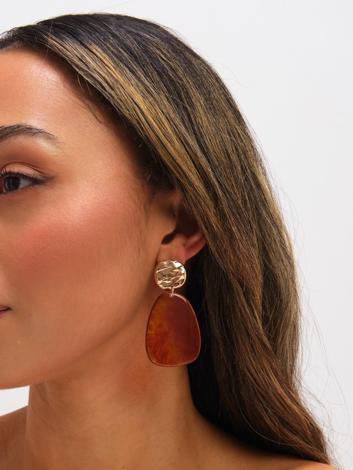 stillFront image of mood-gold-plated-and-resin-statement-drop-earrings