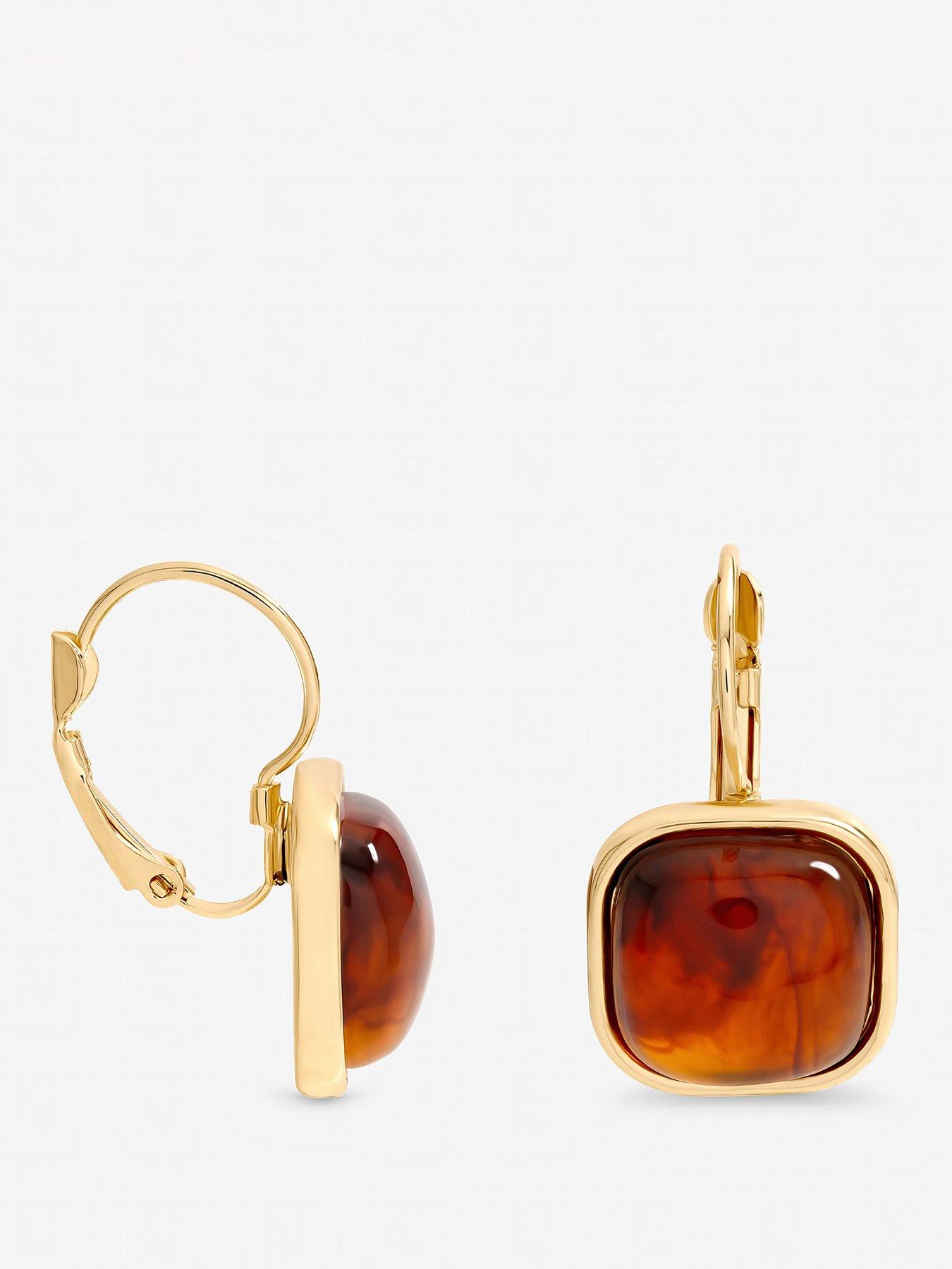 front image of mood-gold-plated-square-resin-drop-earrings