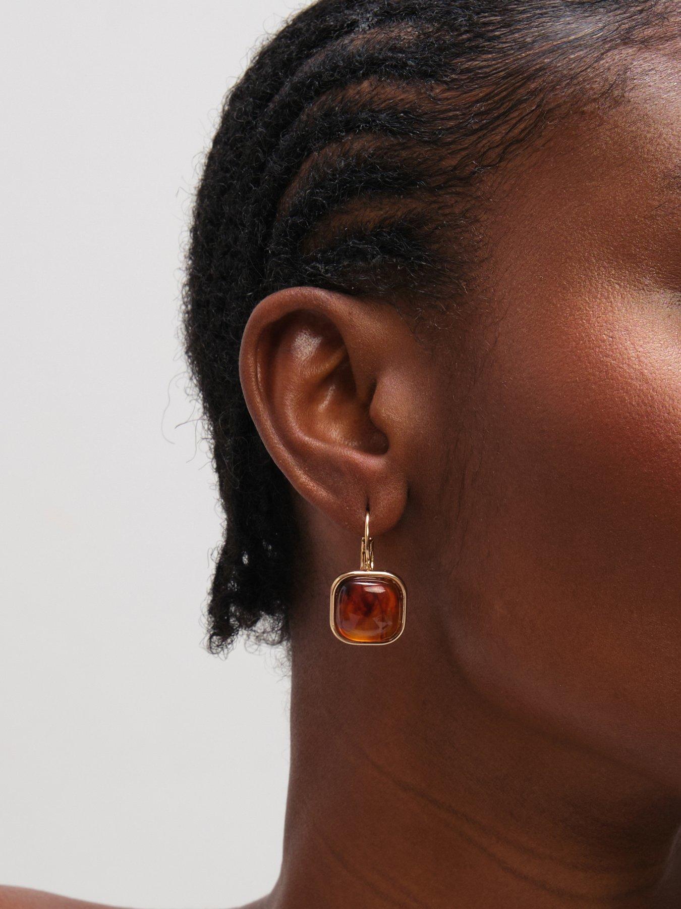  image of mood-gold-plated-square-resin-drop-earrings