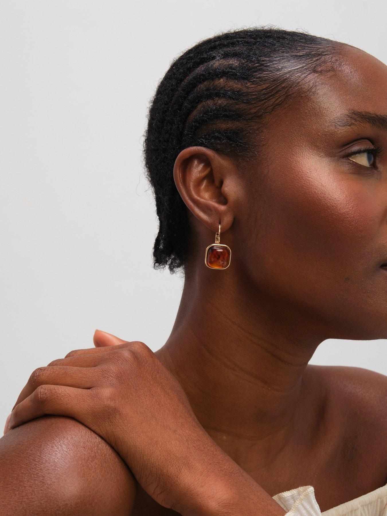 image of mood-gold-plated-square-resin-drop-earrings