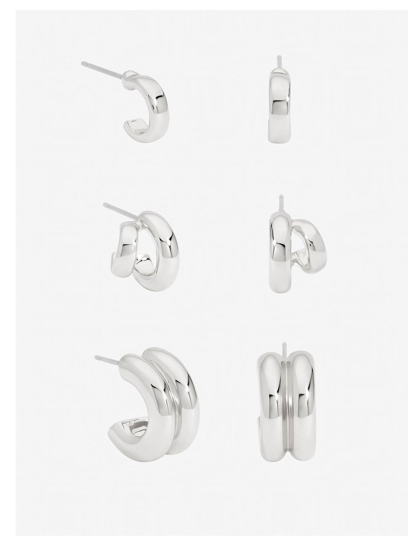 Mood Silver Plated Hoops - Pack of 3