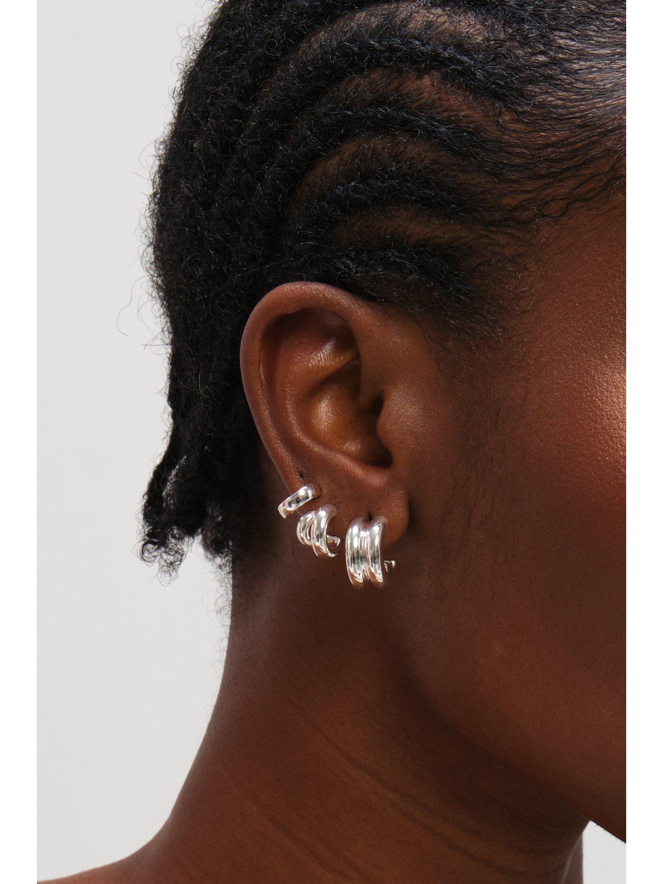 stillFront image of mood-silver-plated-hoops-pack-of-3