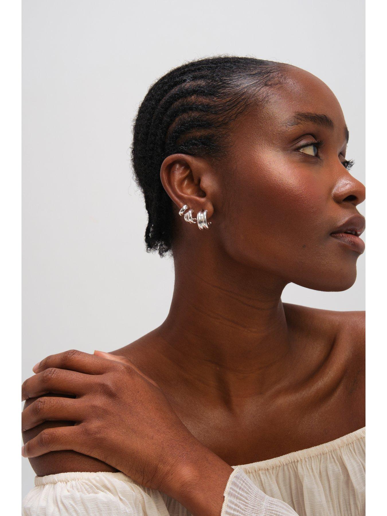  image of mood-silver-plated-hoops-pack-of-3