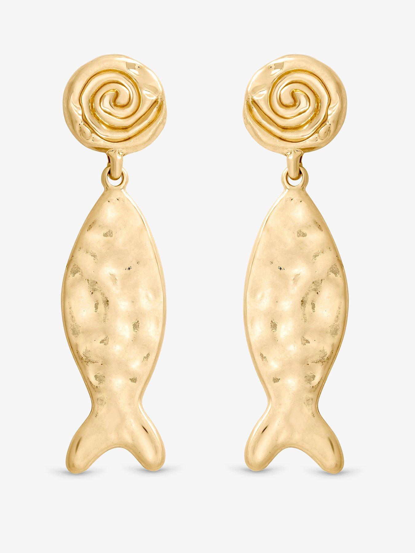 Mood Gold Molten Fish Statement Earrings