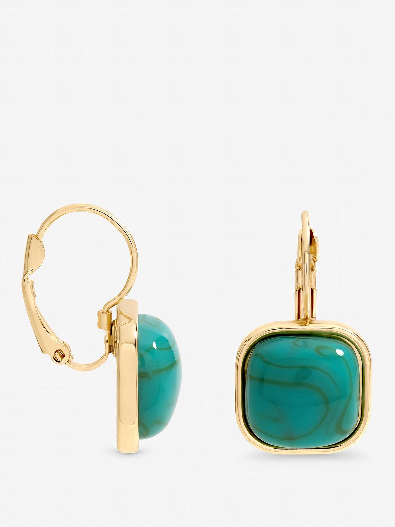 Mood Mood Gold Plated and Turquoise Stone Drop Earrings