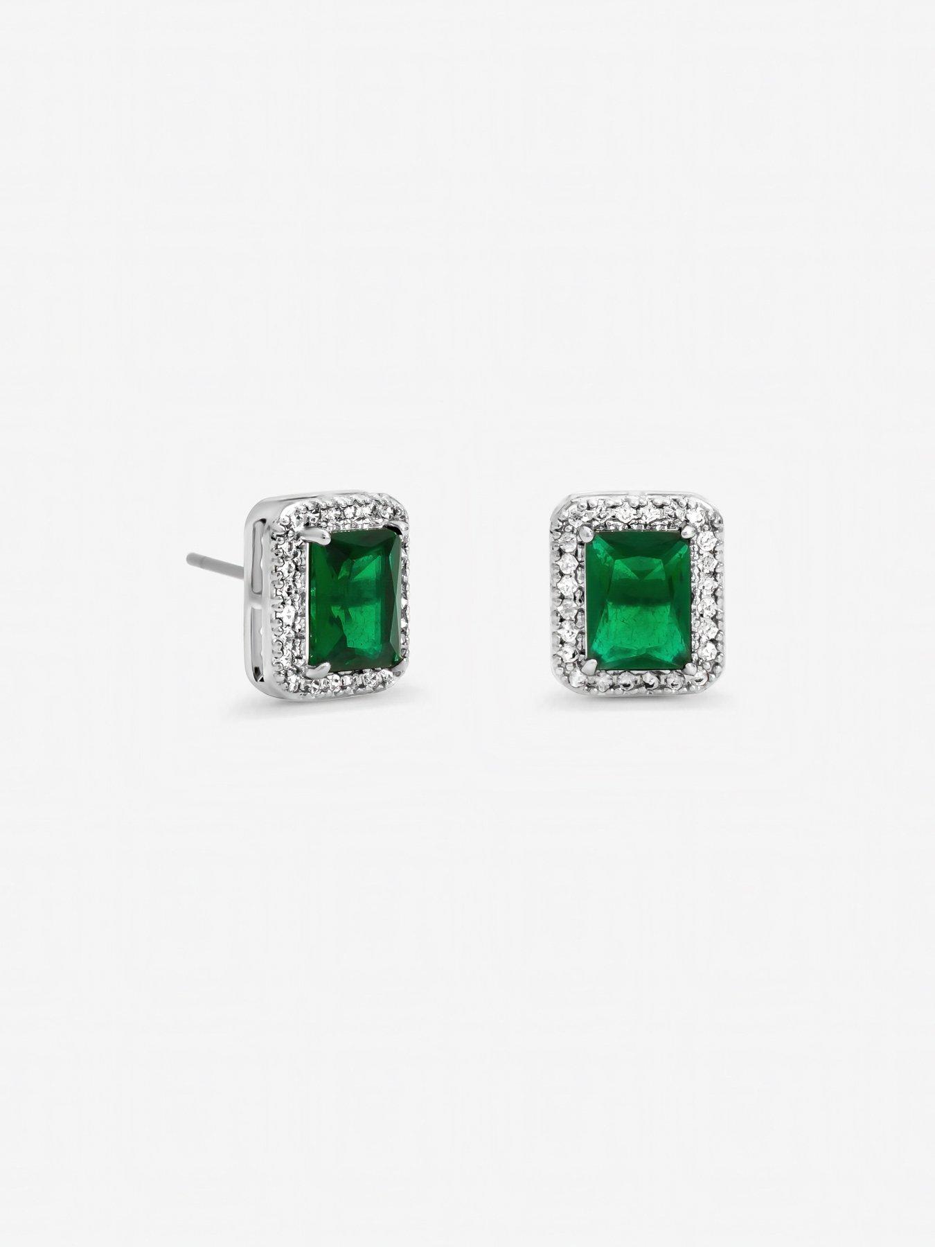 Image 2 of 3 of Jon Richard Cubic Zirconia Emerald Perfume Bottle Stud Earrings