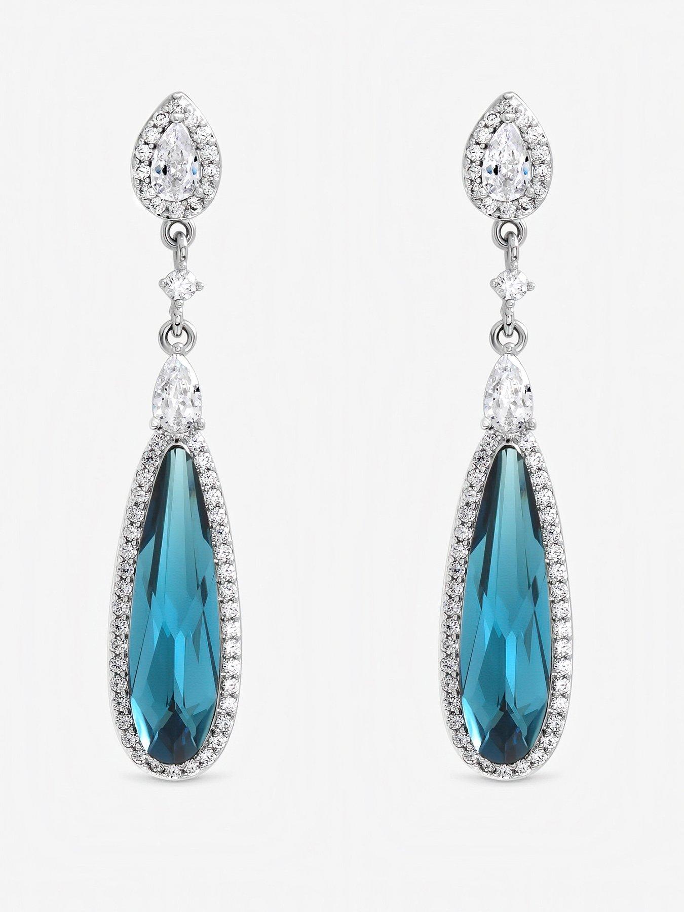 Image 1 of 2 of Jon Richard Gold Plated and Tanzanite Pear Drop Earrings