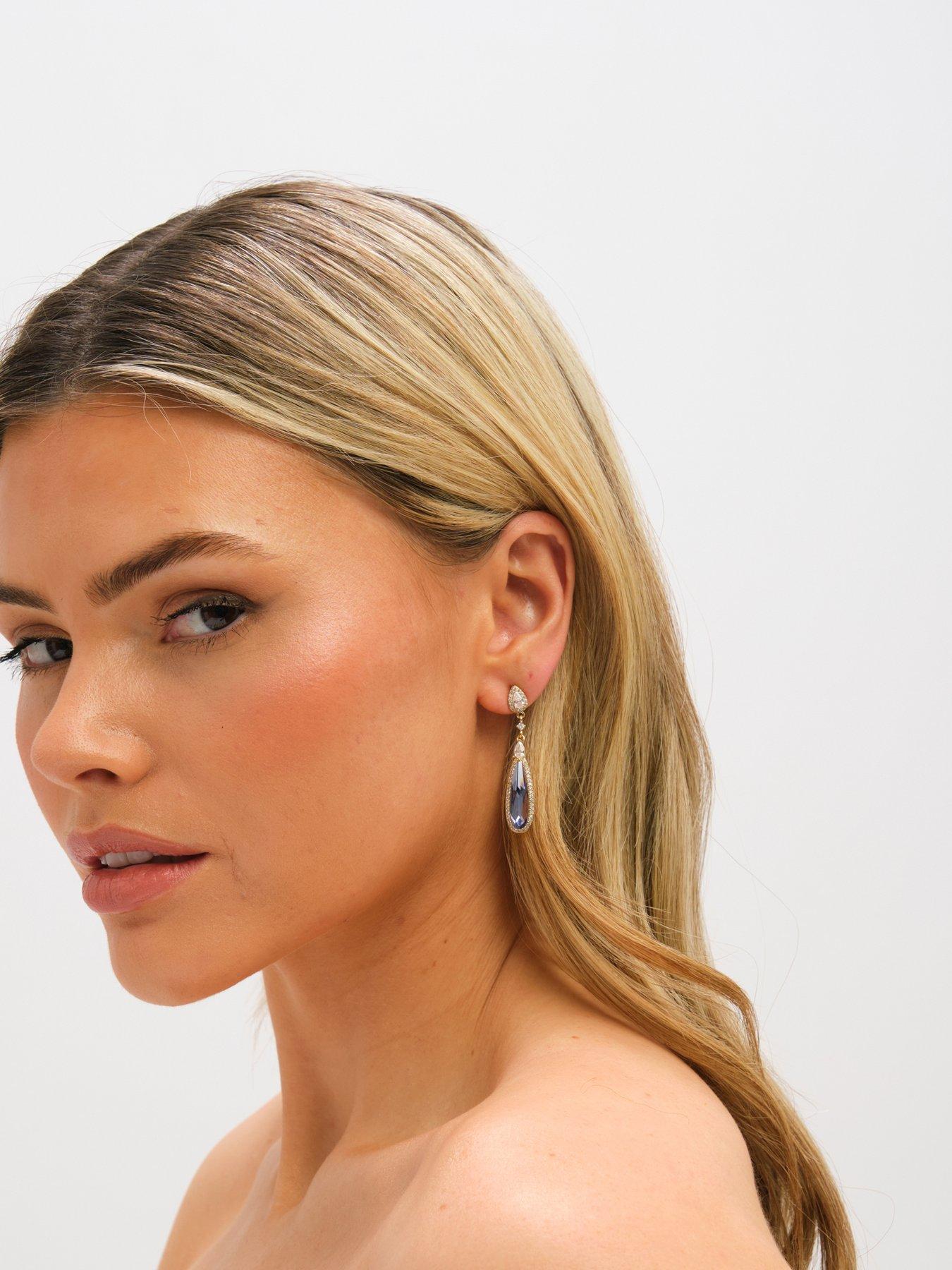 Image 2 of 2 of Jon Richard Gold Plated and Tanzanite Pear Drop Earrings