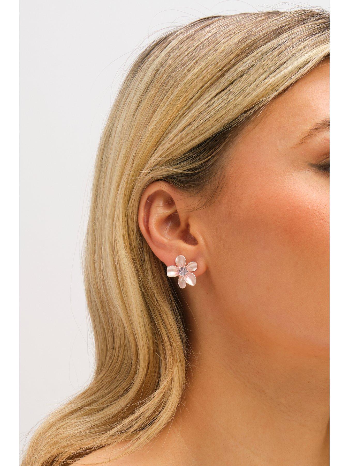 Image 3 of 3 of Jon Richard Silver Plated Blush Pink Flower Earrings