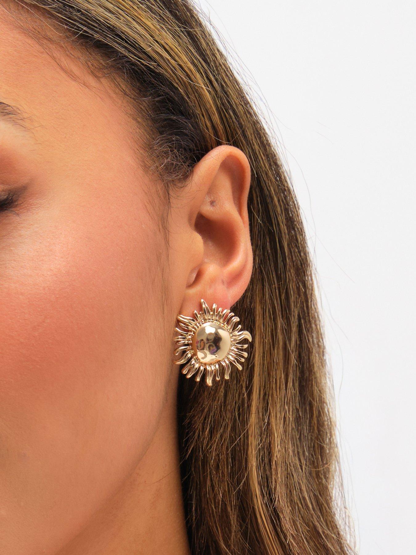 stillFront image of mood-gold-plated-sun-stud-earrings
