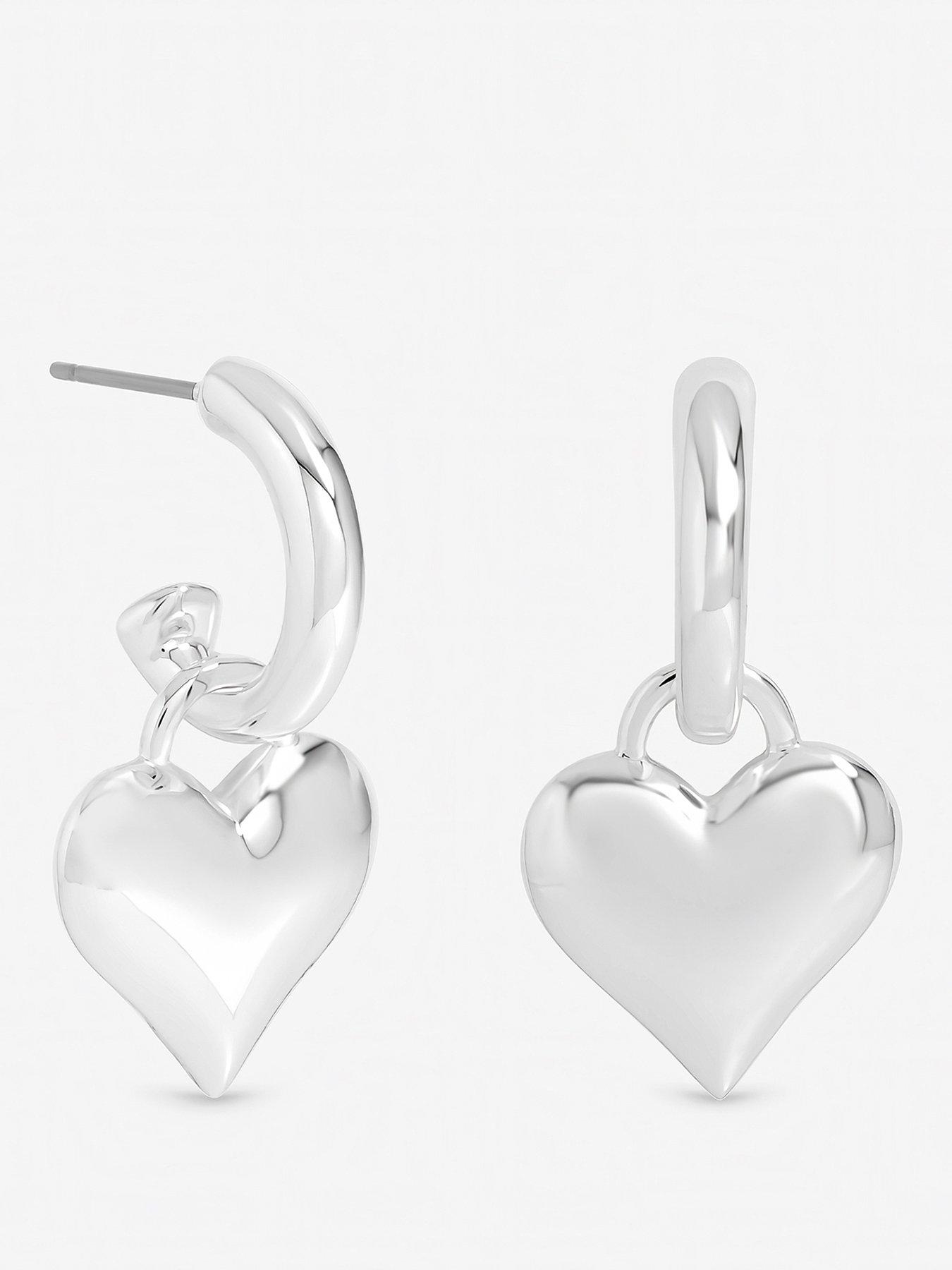 Mood Mood Silver Plated Polished Heart Hoops