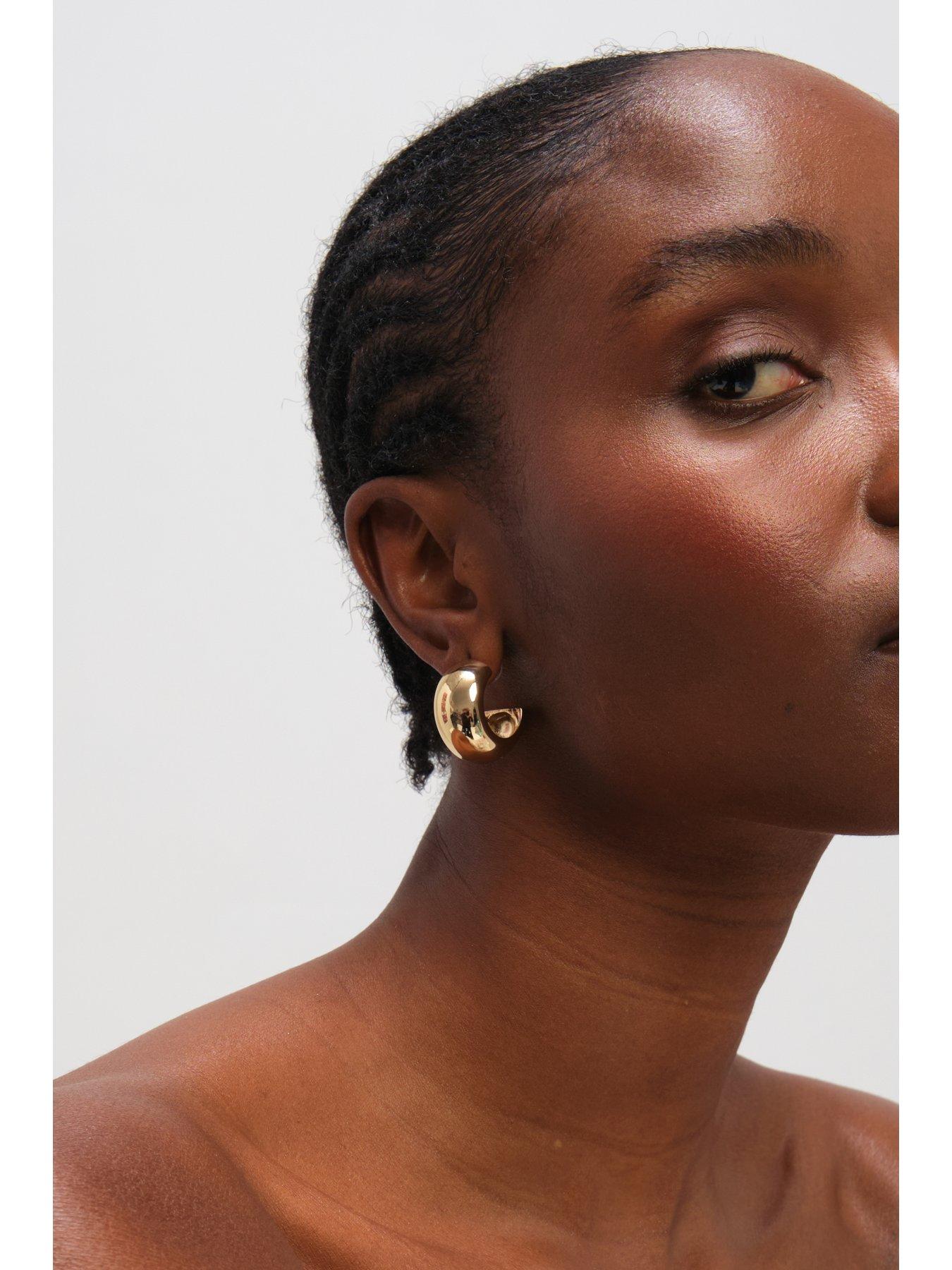 stillFront image of mood-gold-plated-chubby-hoop-earrings