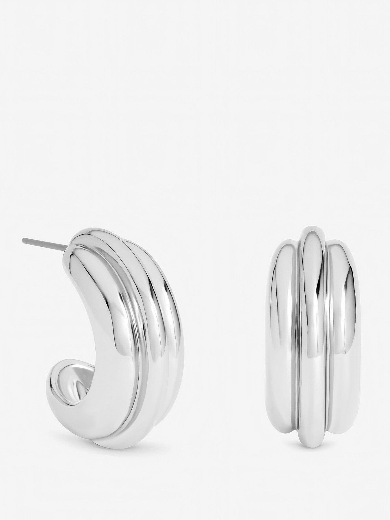 front image of mood-silver-plated-chubby-hoop-earrings