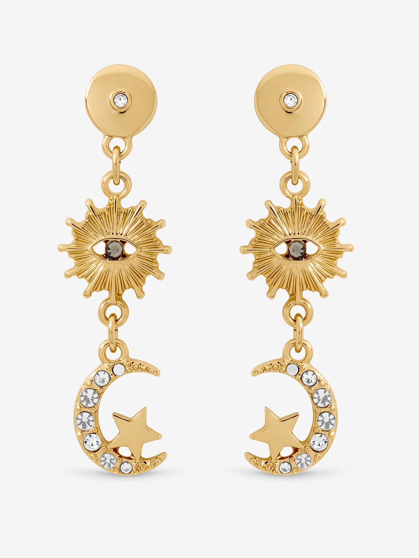 front image of mood-gold-plated-evil-eye-celestial-earrings