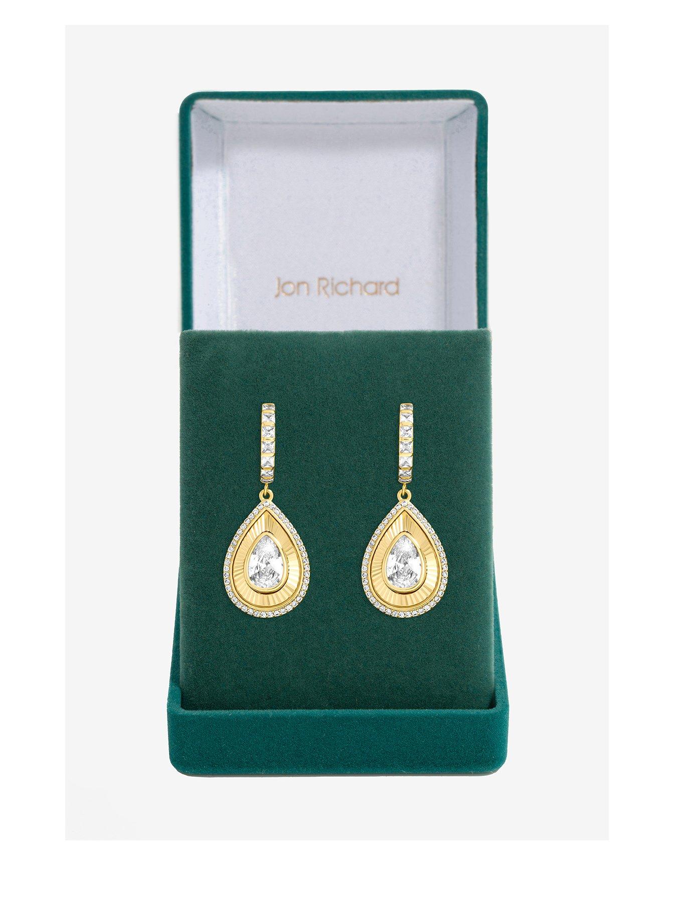 Image 1 of 2 of Jon Richard Gold Plated and Diamond Cut Peardrop Earrings