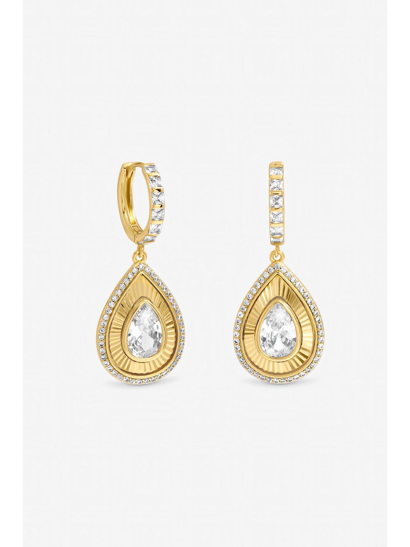 Image 2 of 2 of Jon Richard Gold Plated and Diamond Cut Peardrop Earrings