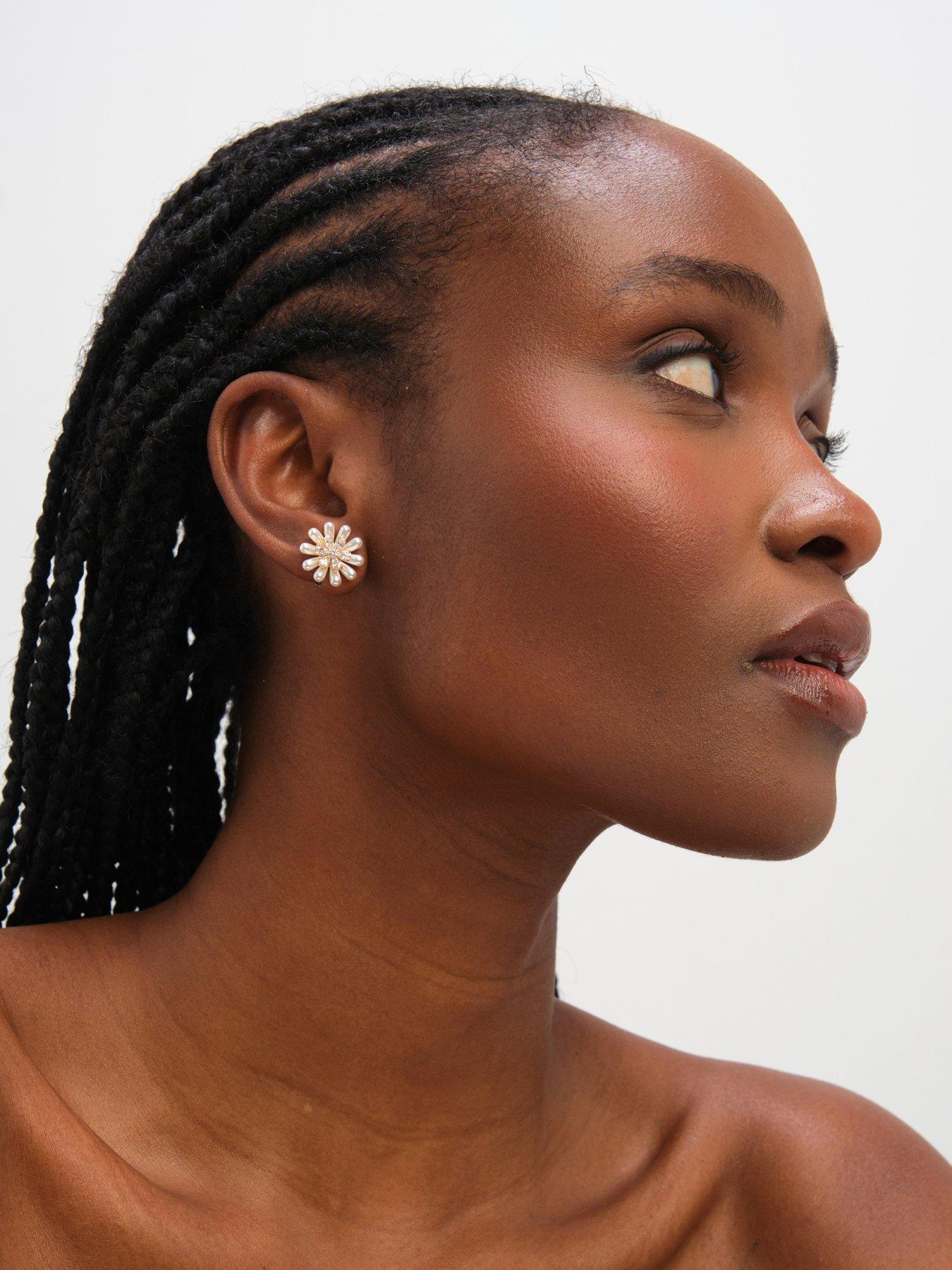 Image 3 of 3 of Jon Richard Gold Plated Pearl and Crystal Flower Clip Earrings