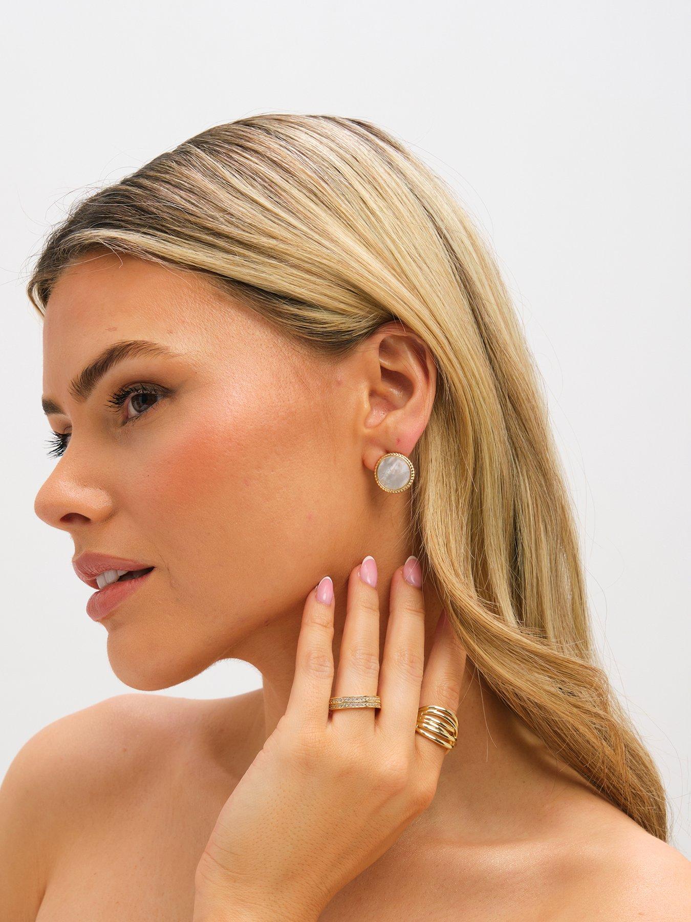 Image 2 of 3 of Jon Richard Gold Plated and Mother of Pearl Round Clip Earrings