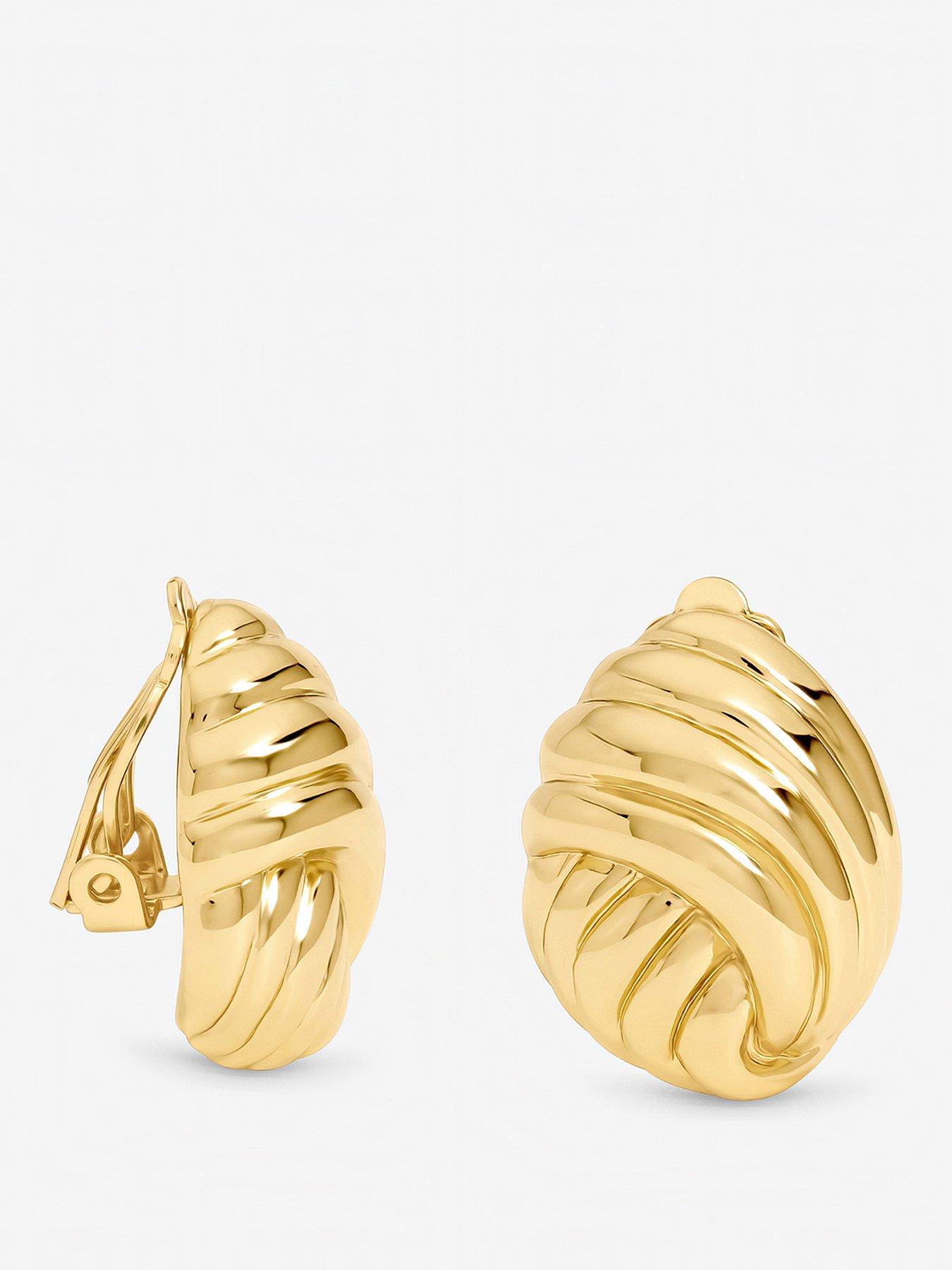  image of jon-richard-gold-plated-shell-clip-earrings