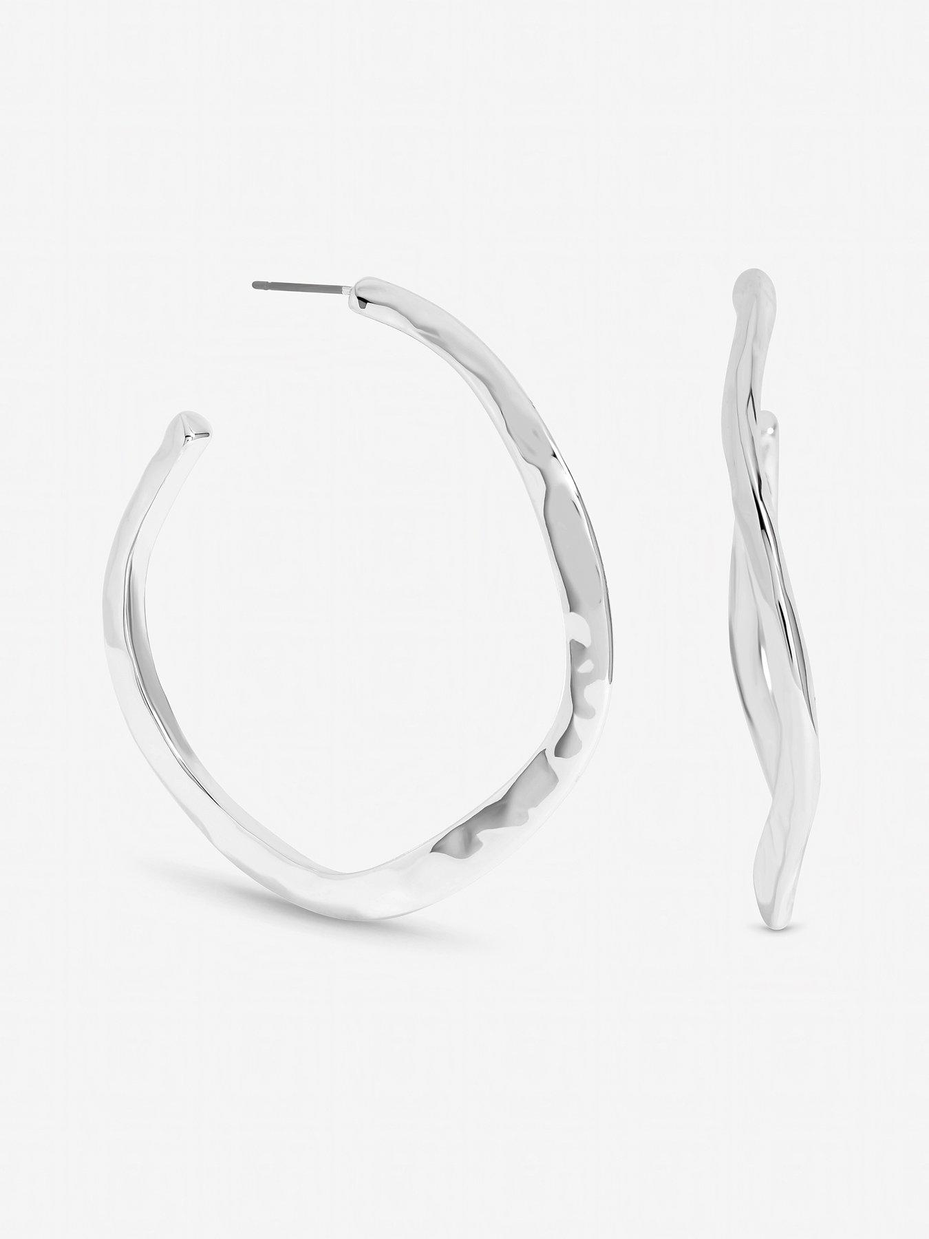 stillFront image of mood-silver-plated-large-molten-hoops