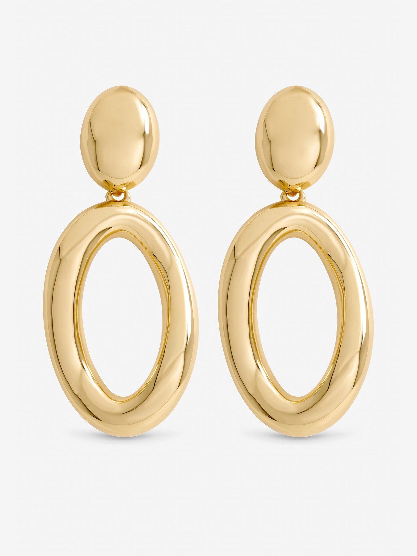Image 2 of 3 of Mood Gold Plated Polished Open Drop Earrings