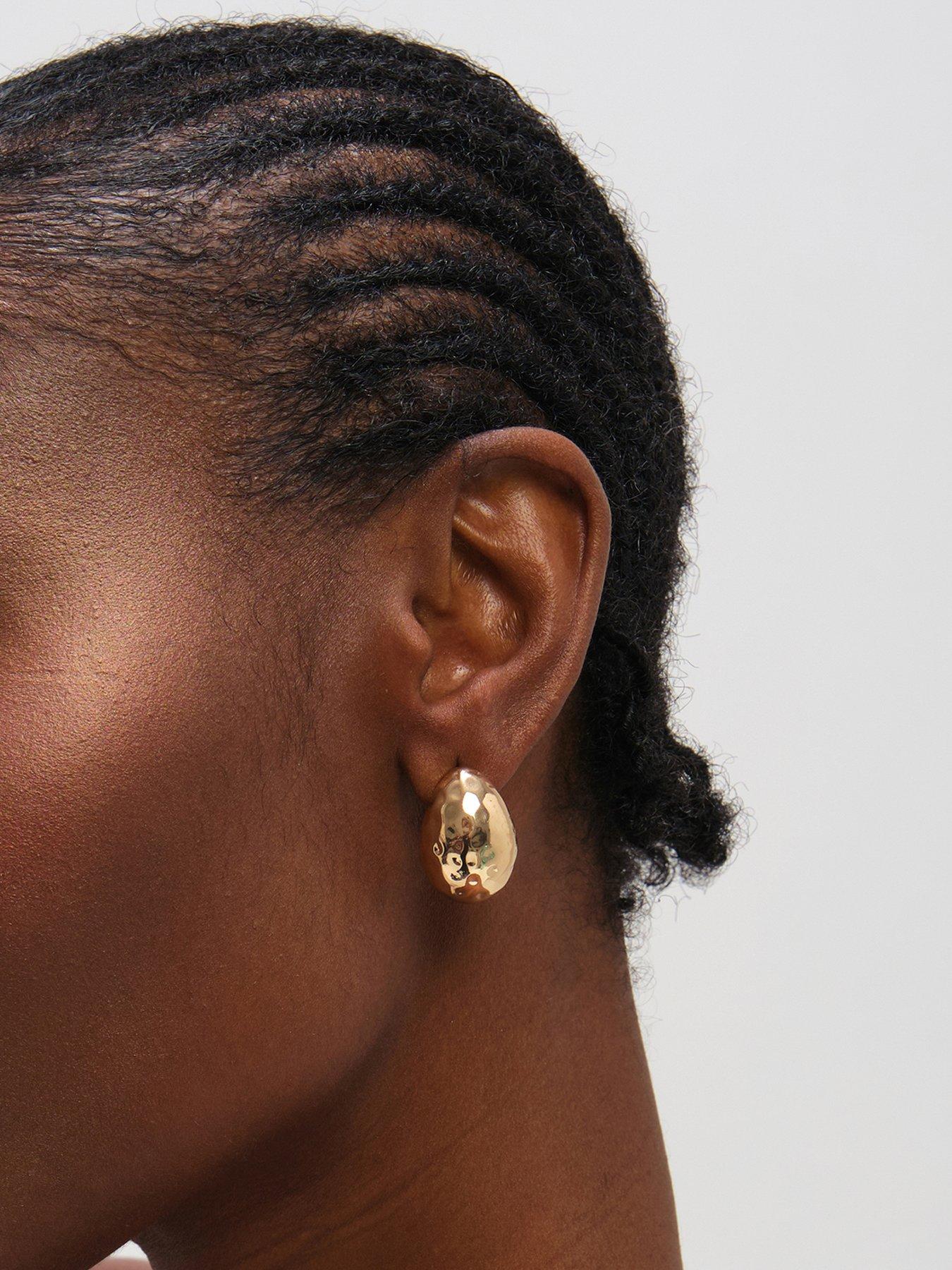 Image 1 of 3 of Mood Gold Plated Textured Dome Hoops