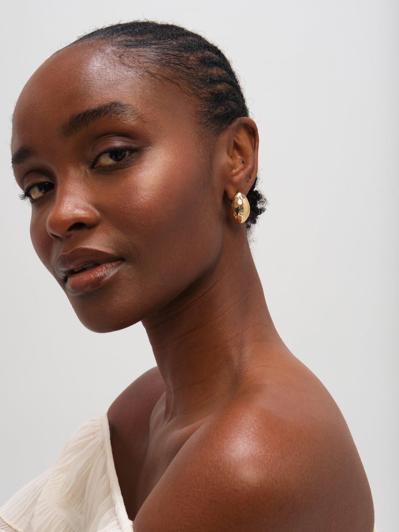Image 3 of 3 of Mood Gold Plated Textured Dome Hoops