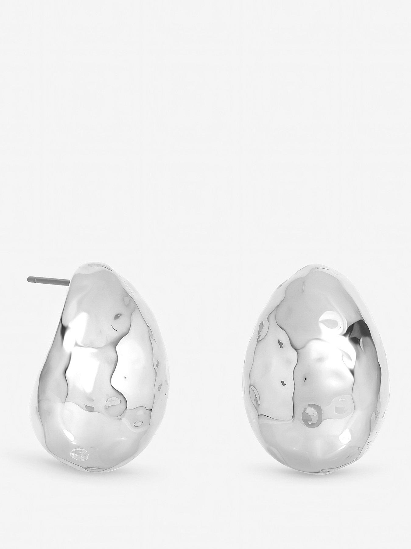 Mood Mood silver Plated Textured Dome Hoops