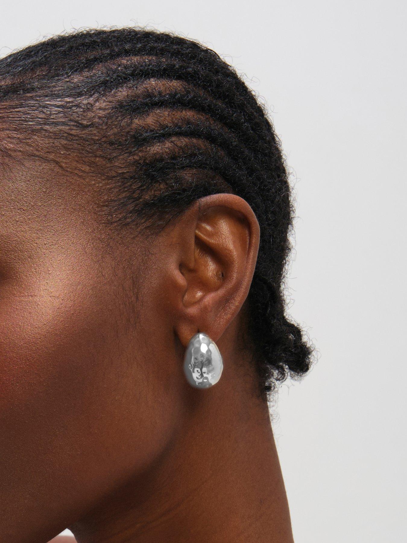 Image 2 of 3 of Mood Mood silver Plated Textured Dome Hoops
