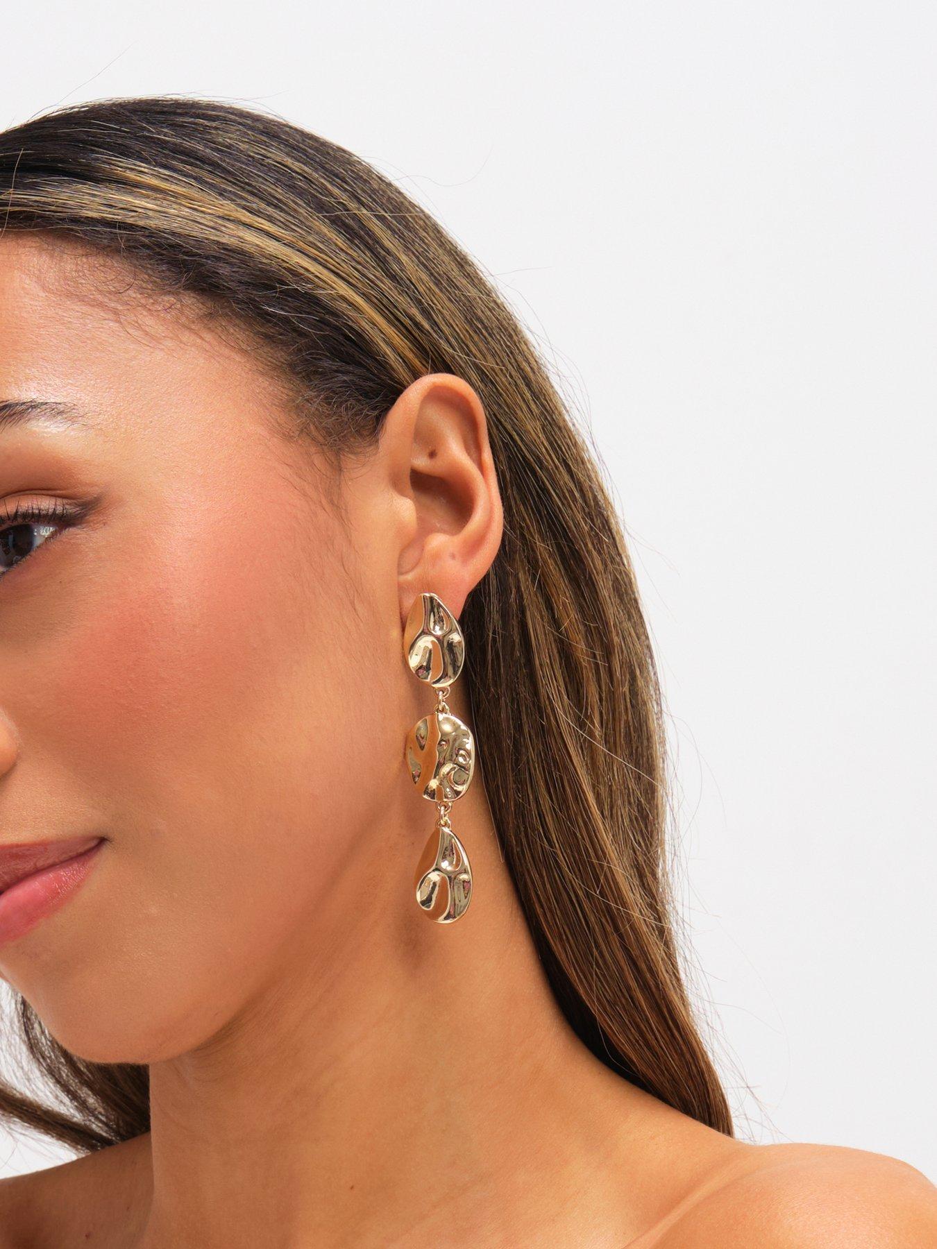 stillFront image of mood-gold-polished-molten-drop-earrings