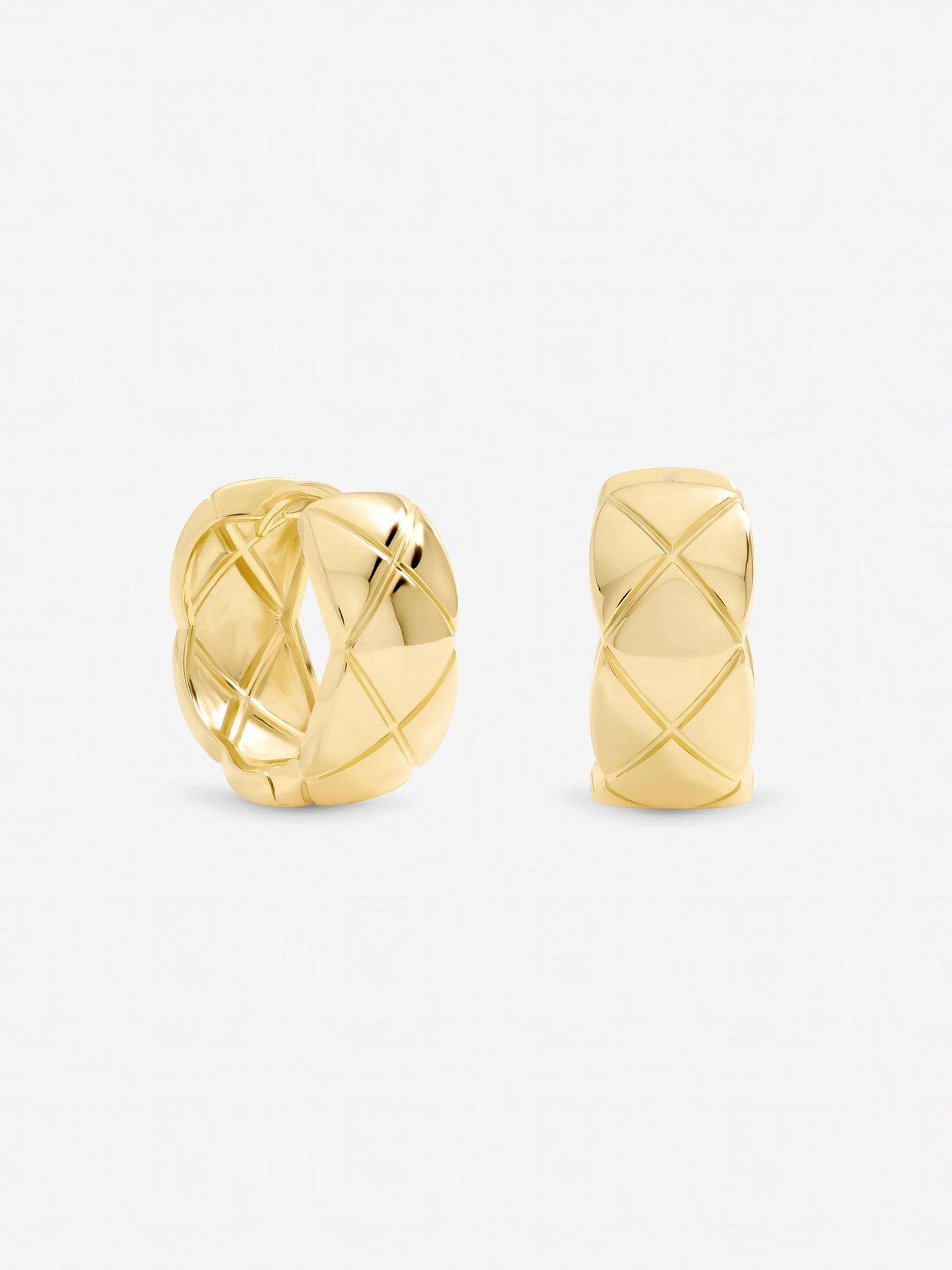 Image 2 of 3 of Jon Richard Gold Plated Quilted Hoop Earrings
