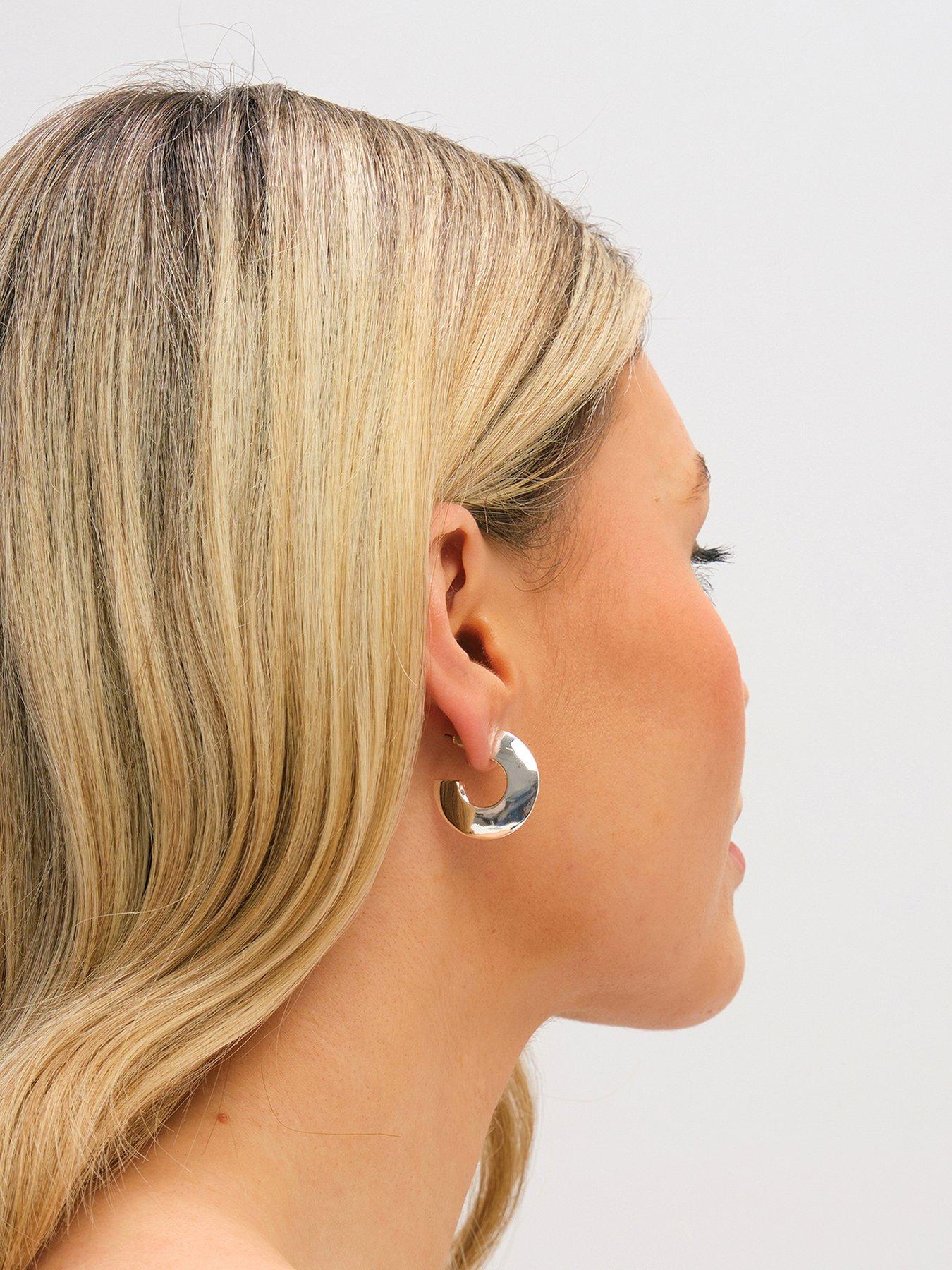 Image 1 of 2 of Jon Richard Silver Plated Flat Disk Hoop Earrings
