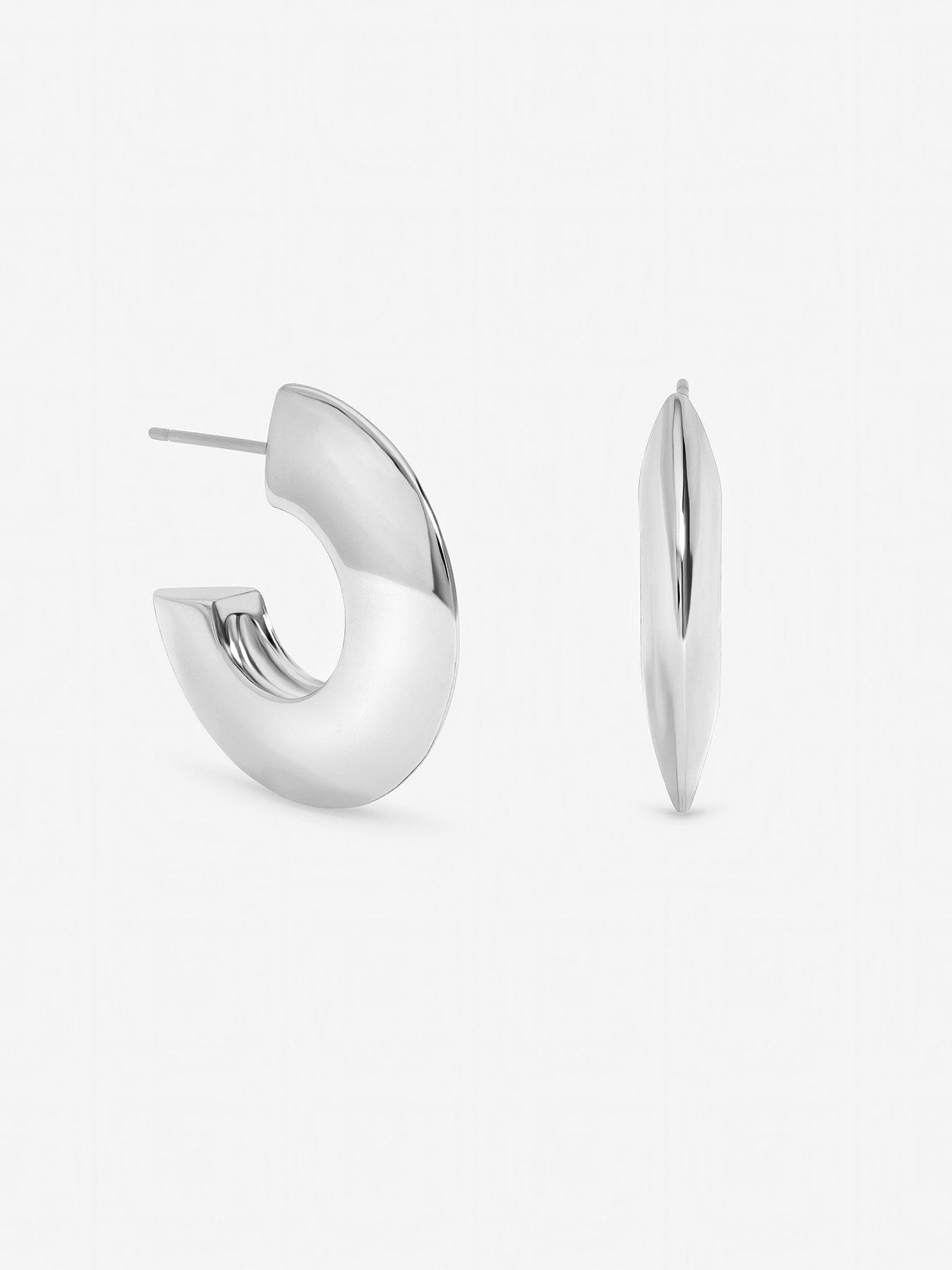 Image 2 of 2 of Jon Richard Silver Plated Flat Disk Hoop Earrings