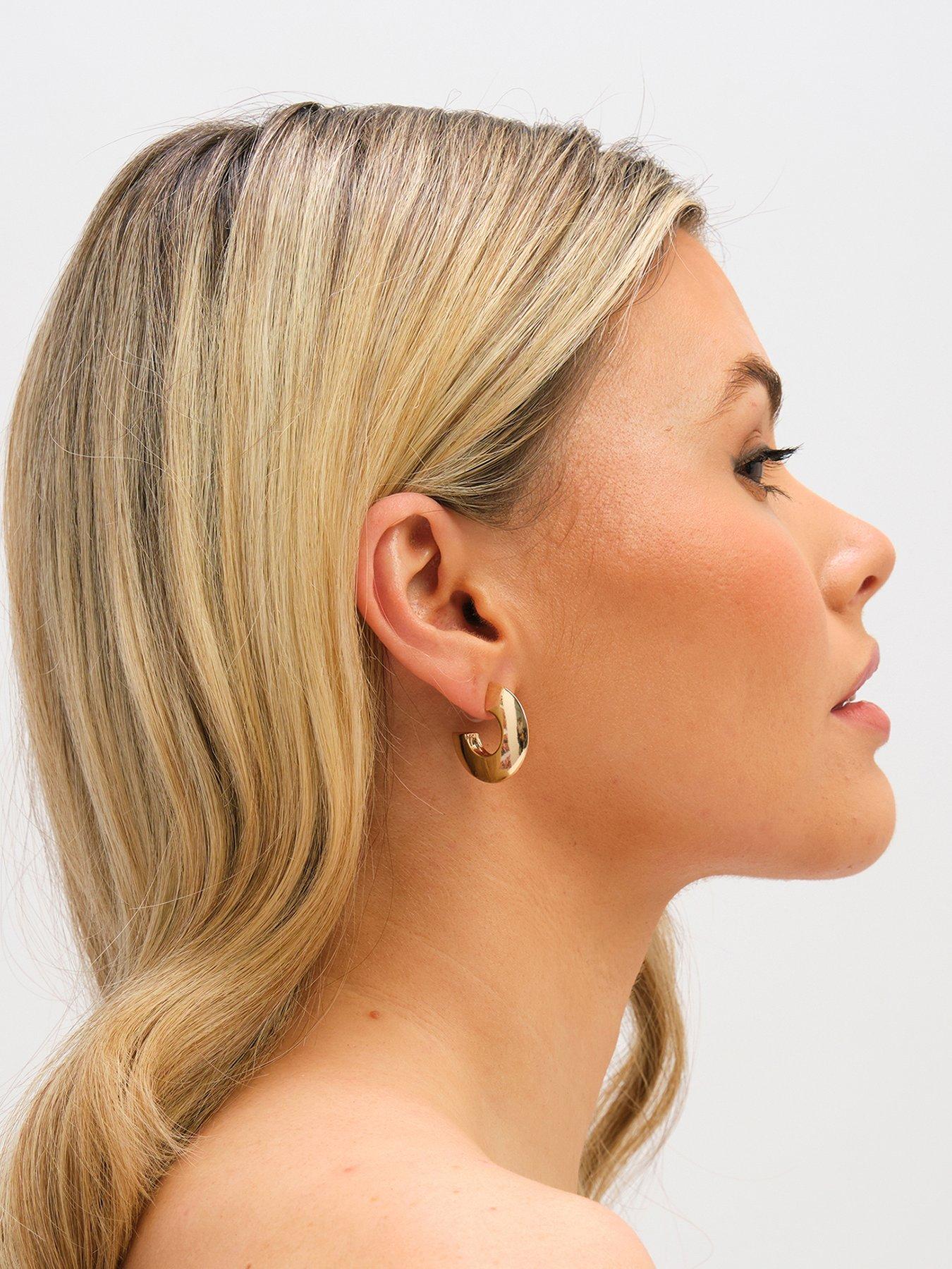 Image 1 of 3 of Jon Richard Gold Plated Flat Disk Hoop Earrings