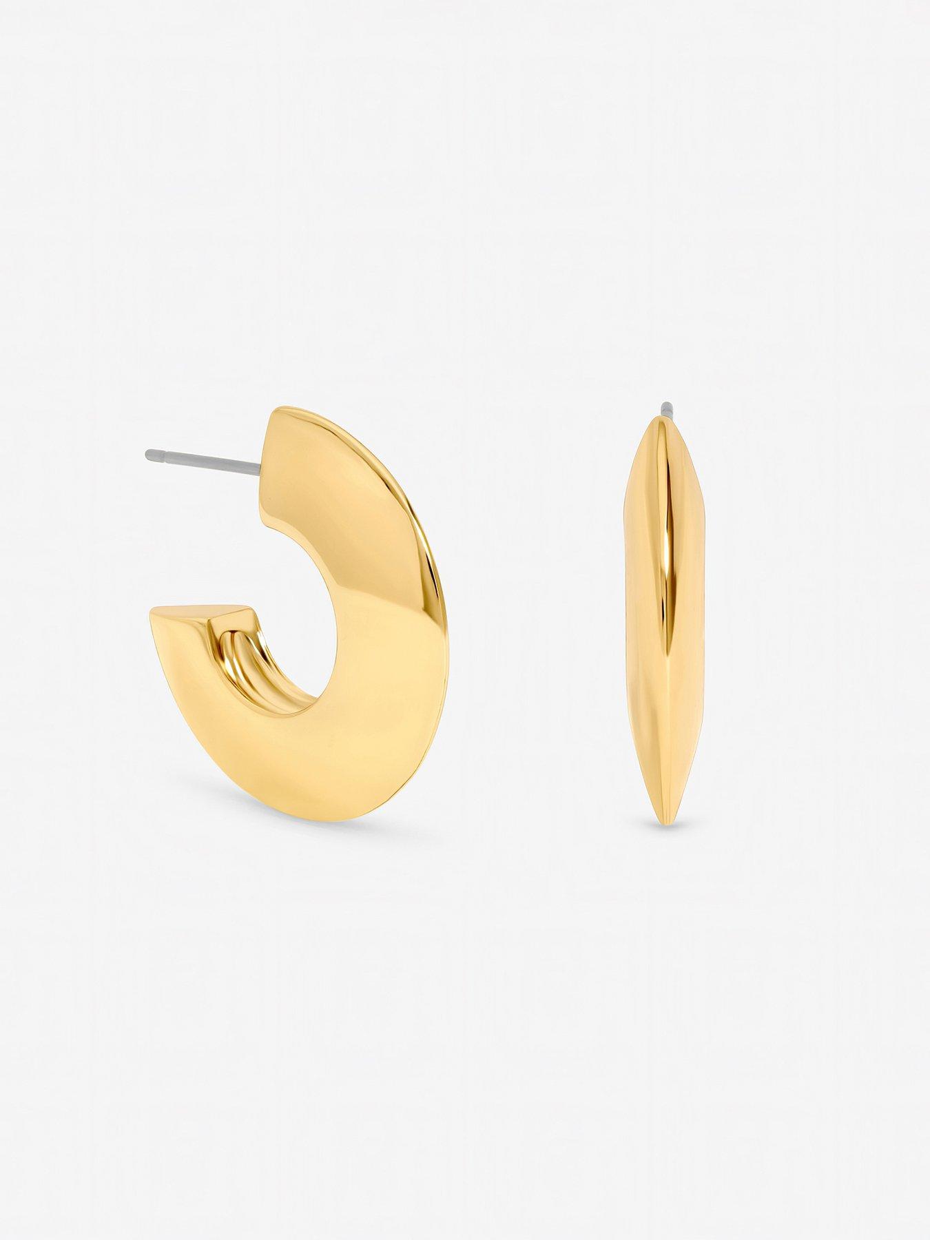 Image 2 of 3 of Jon Richard Gold Plated Flat Disk Hoop Earrings