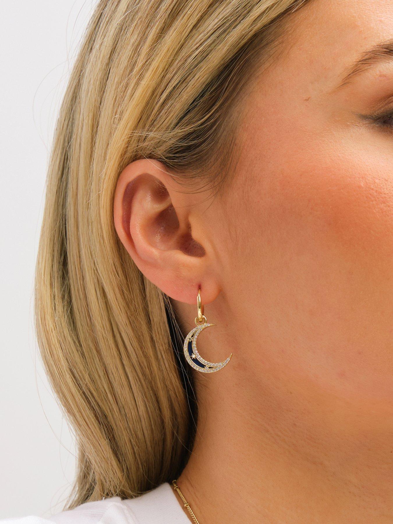 Image 3 of 3 of Inicio Gold Plated Lapis Celestial Earrings - Gift Pouch