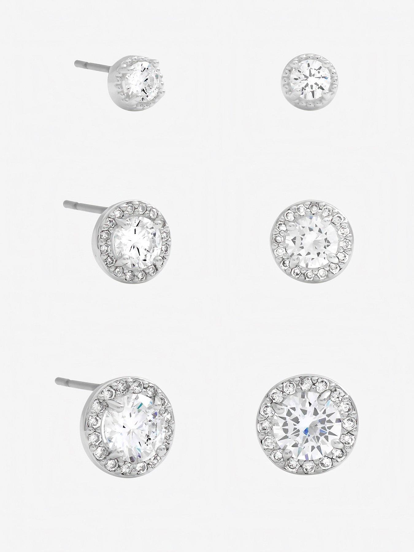 Jon Richard Silver Plated and Crystal Halo Earrings - Multipack