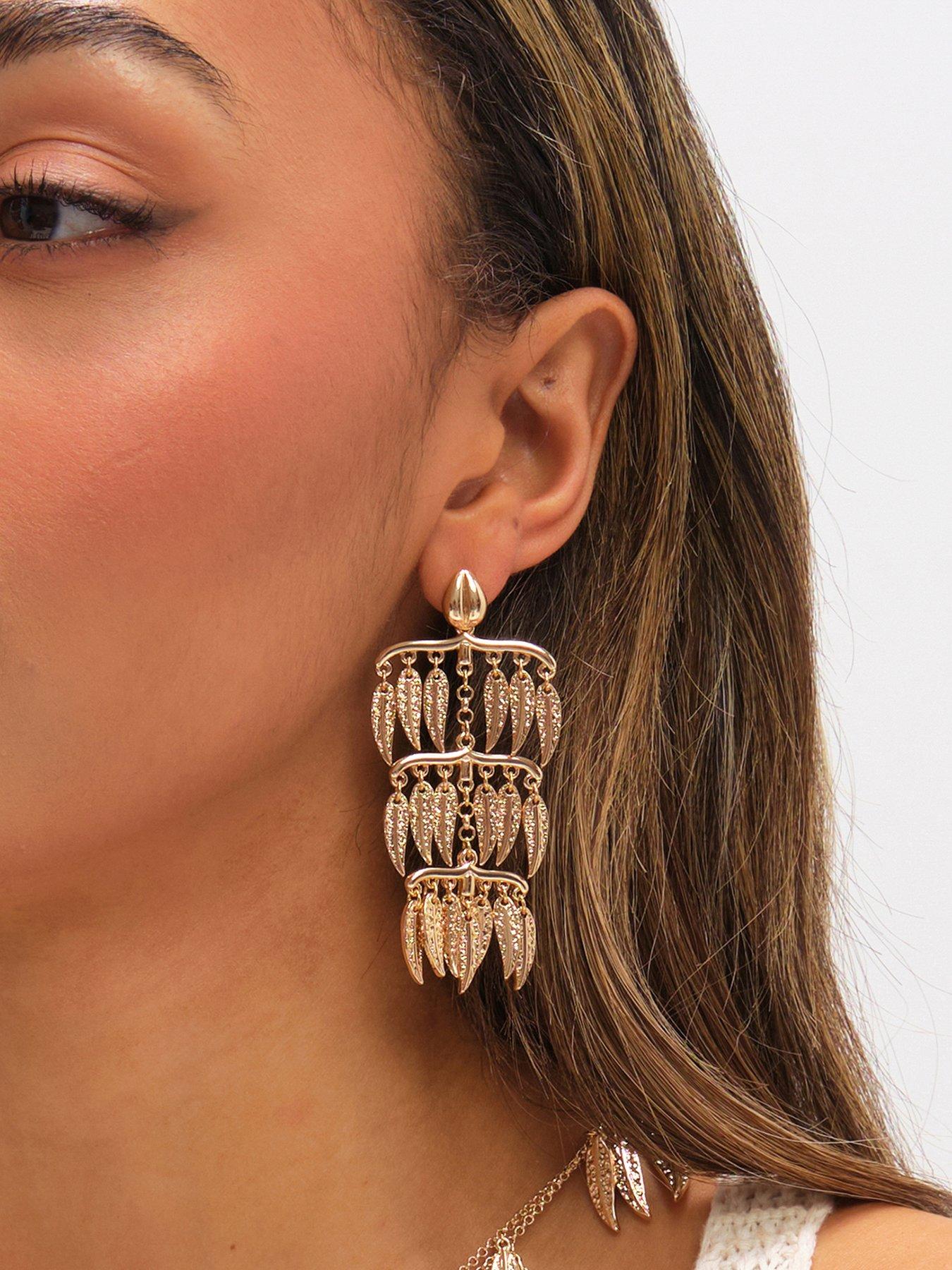 Mood Gold Plated Cascading Leaf Earrings